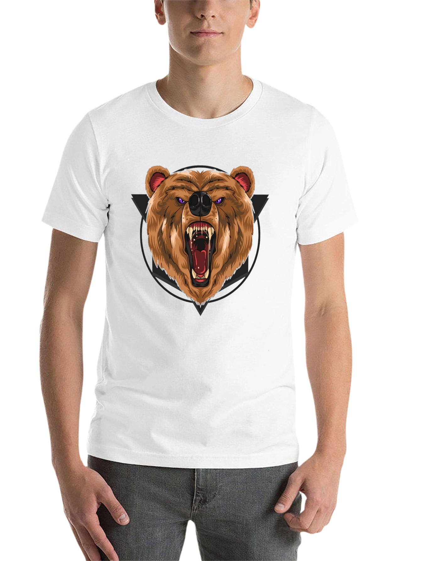 Black Roaring Bear Graphic Black T-Shirt view 14