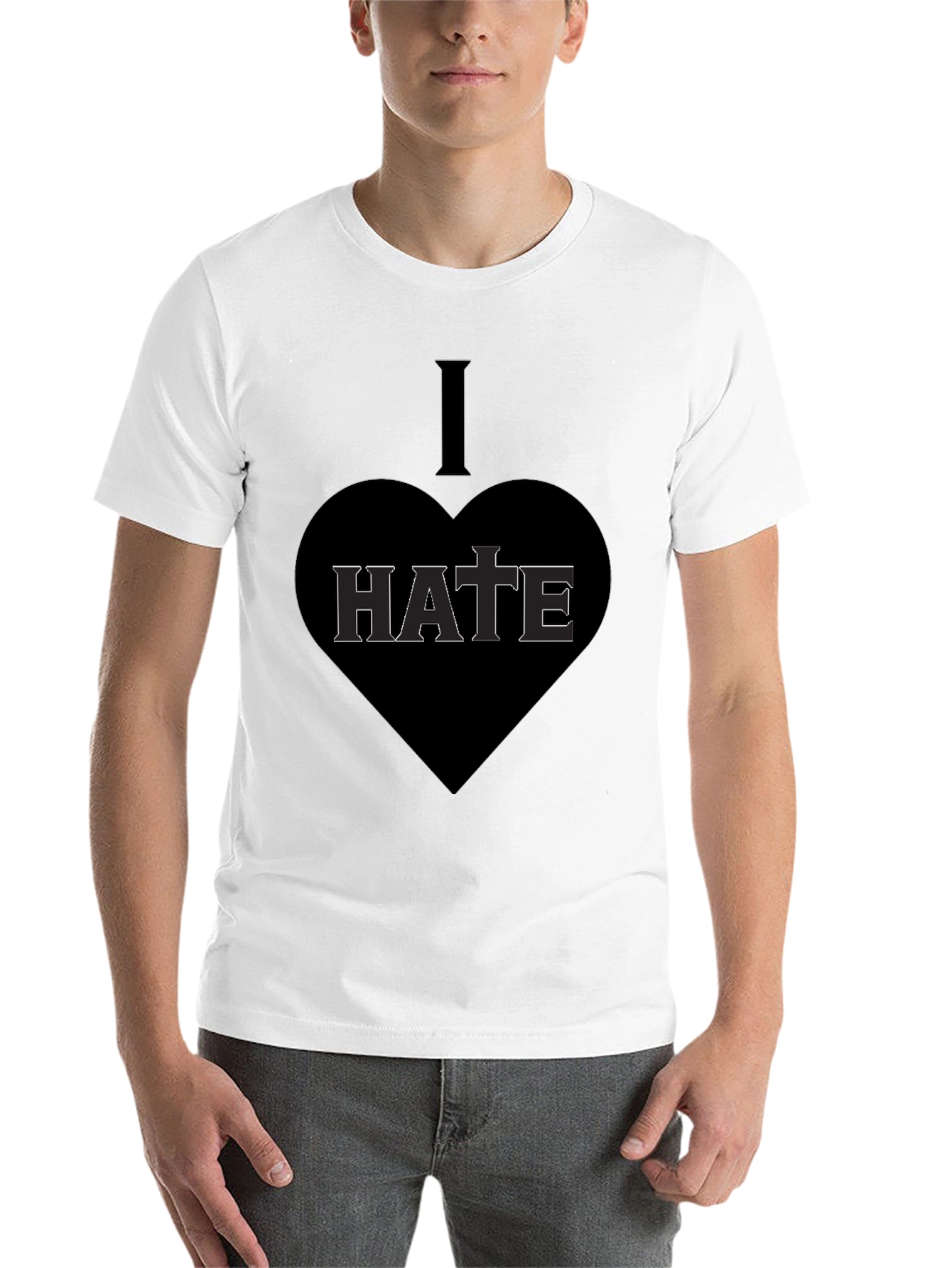 Black I Heart Hate Graphic T-Shirt - Dark Humor Tee view 14
