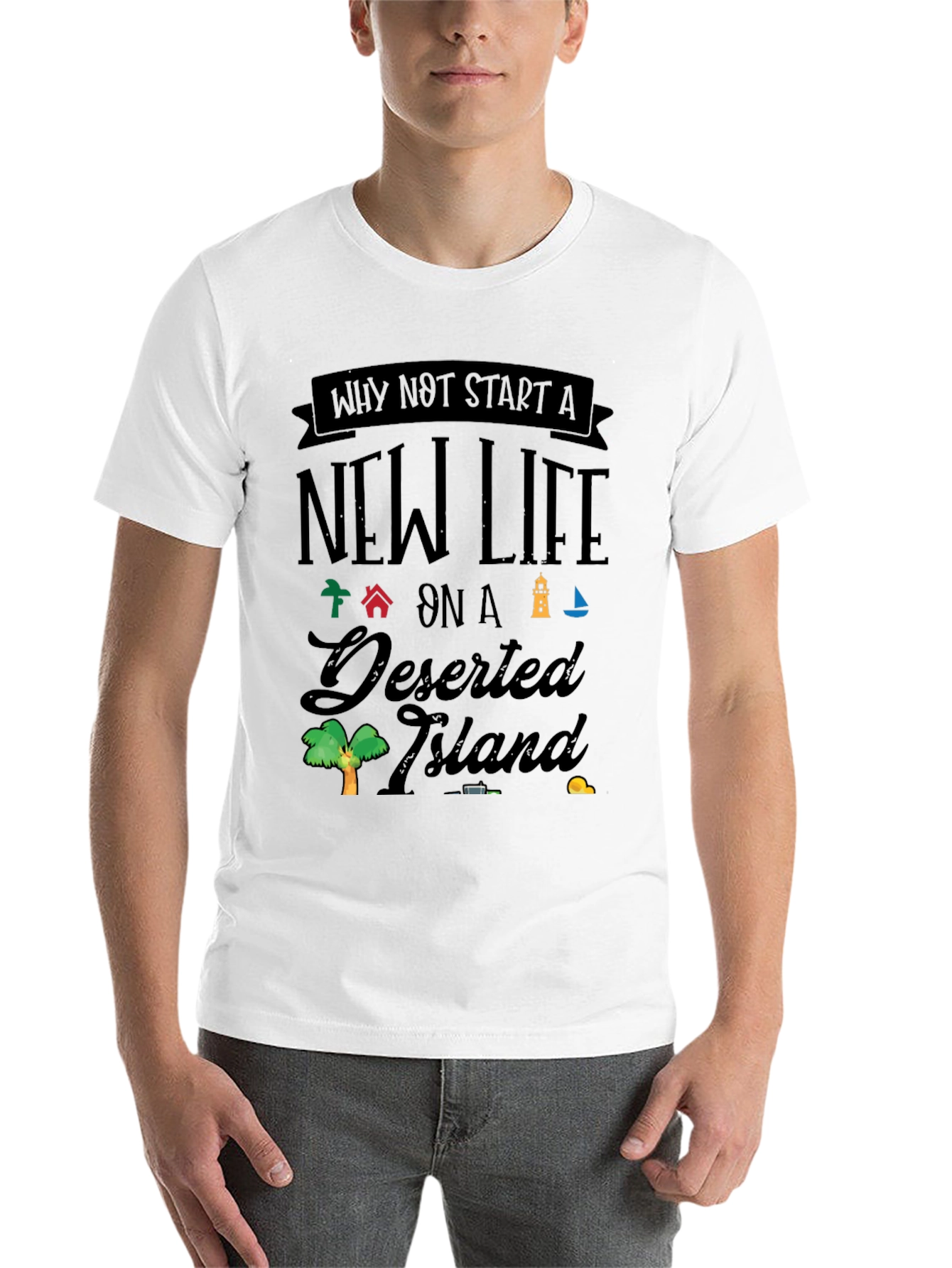Black New Life on a Deserted Island T-Shirt view 14