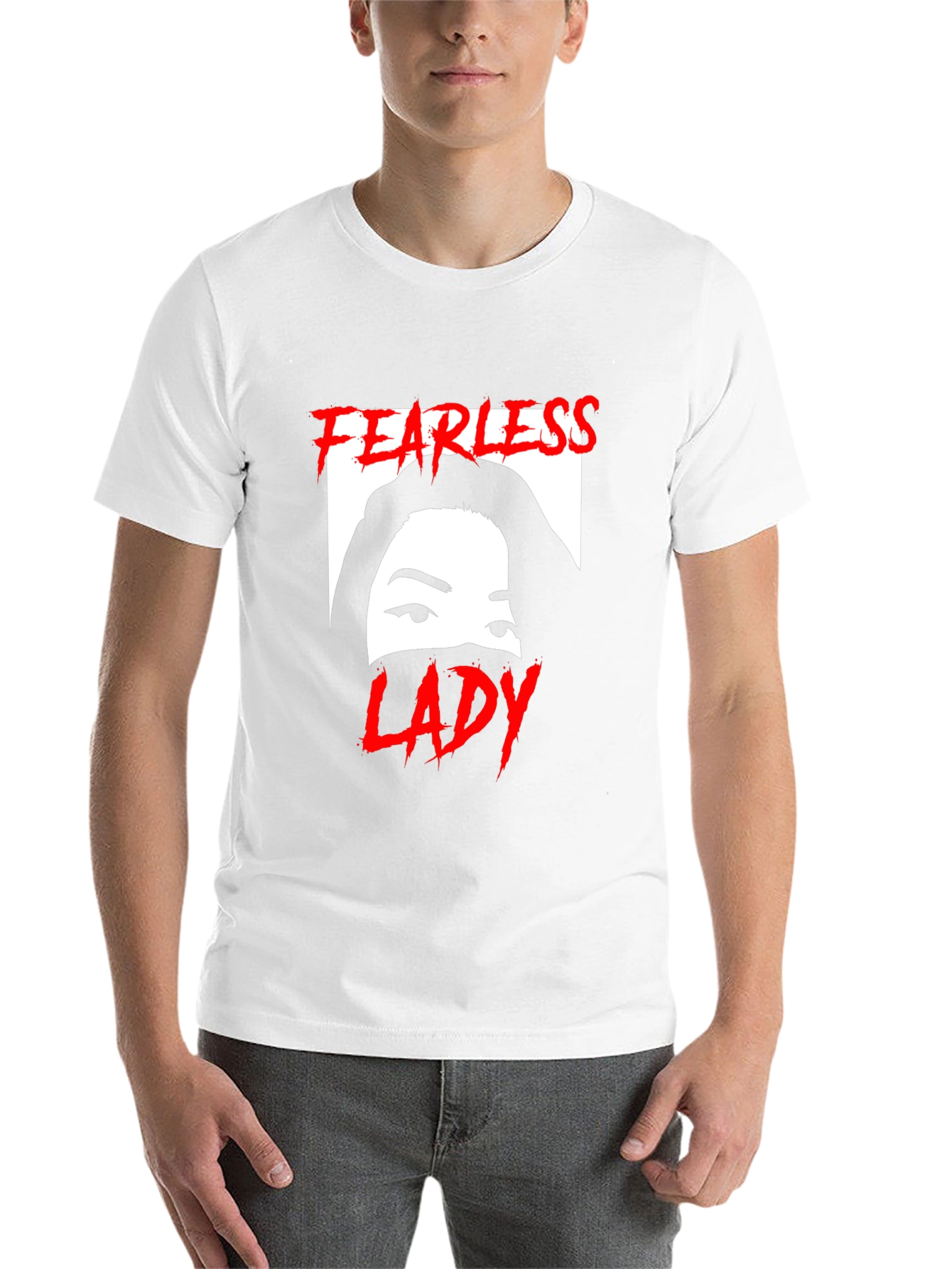 Black Fearless Lady Graphic T-Shirt - Unisex Black Tee view 14