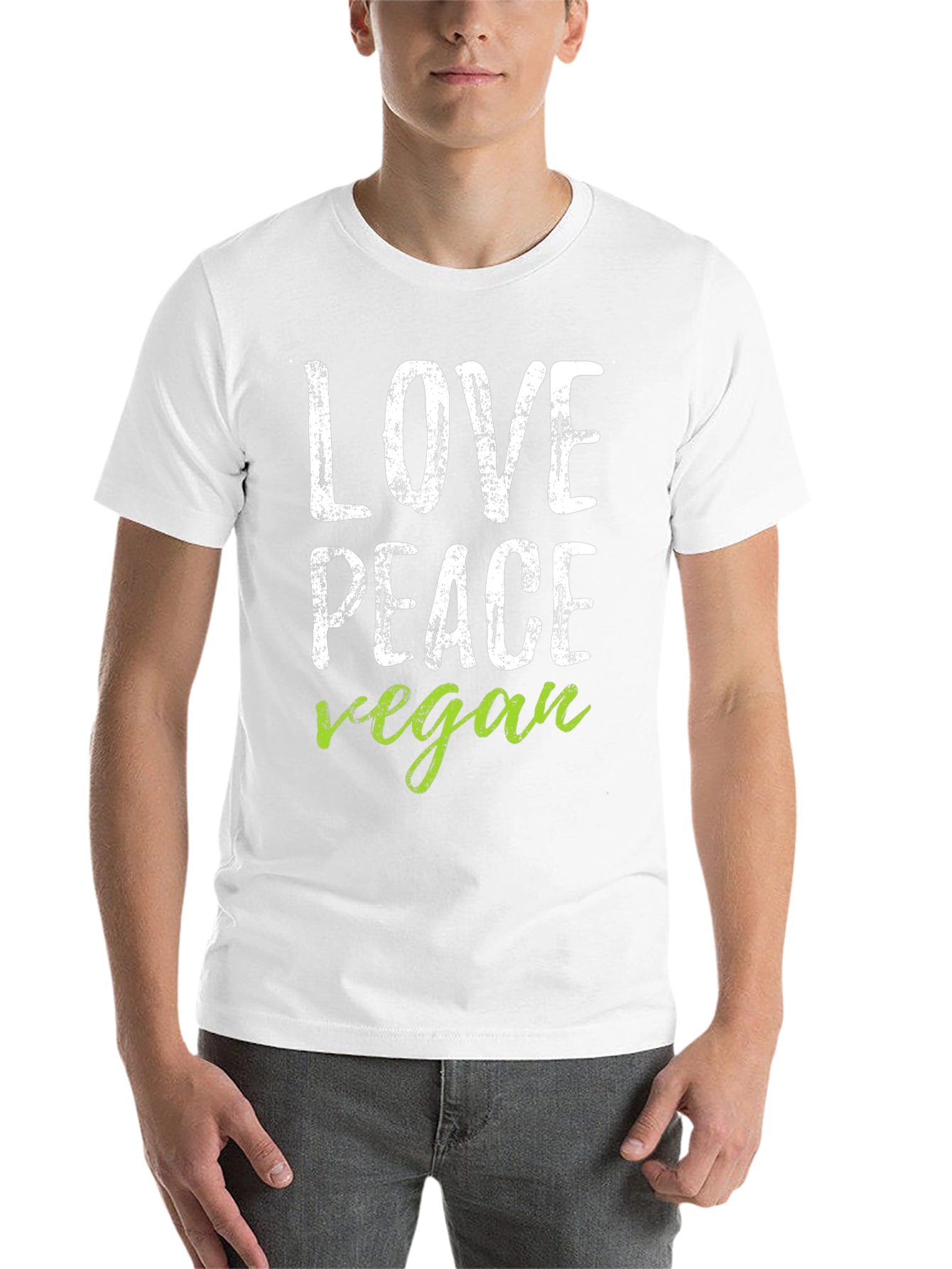 Black Love Peace Vegan Graphic Tee - Black Cotton T-Shirt view 14