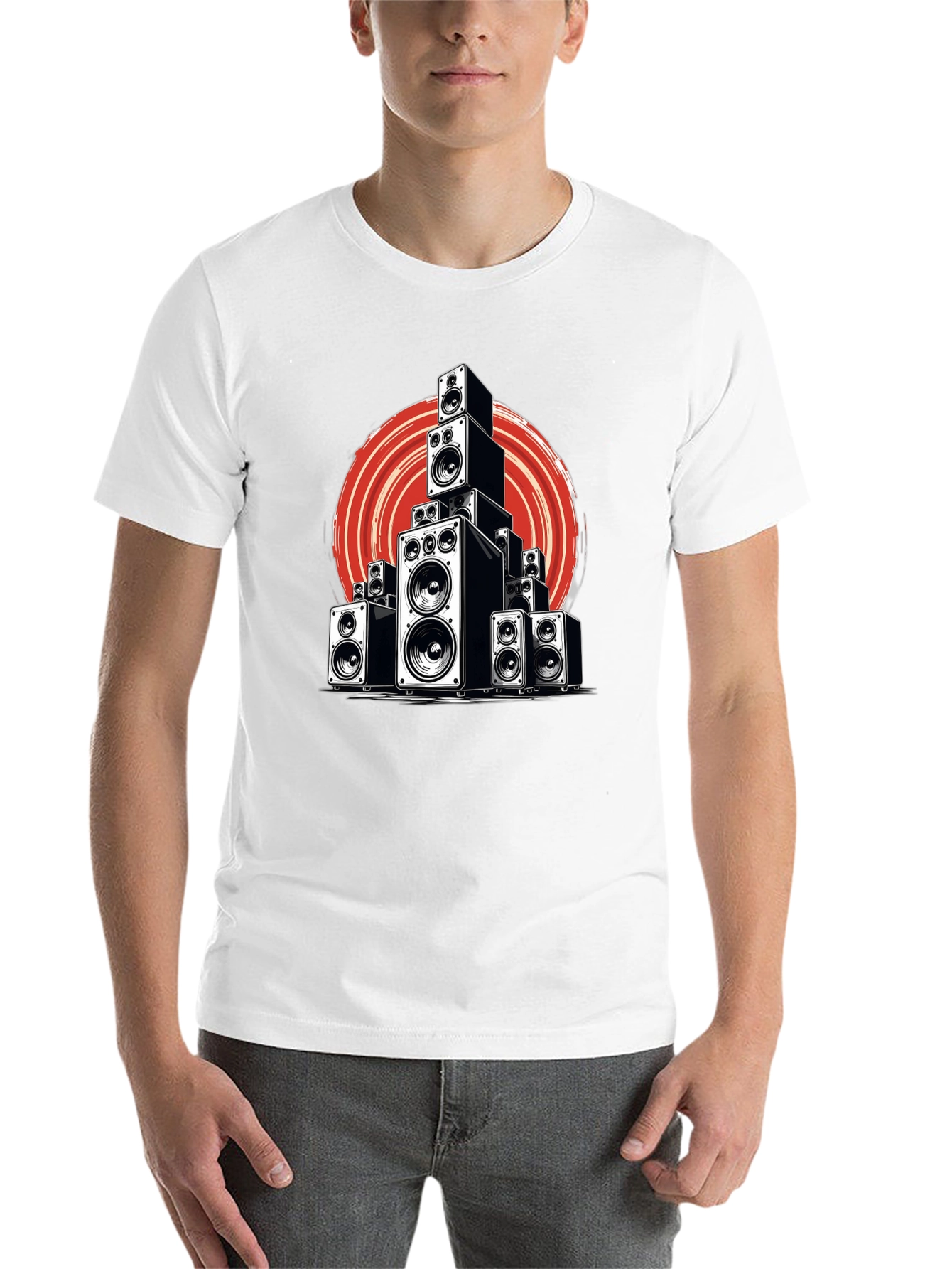 Black Speaker Stack Graphic Tee - Music Lover T-Shirt view 14