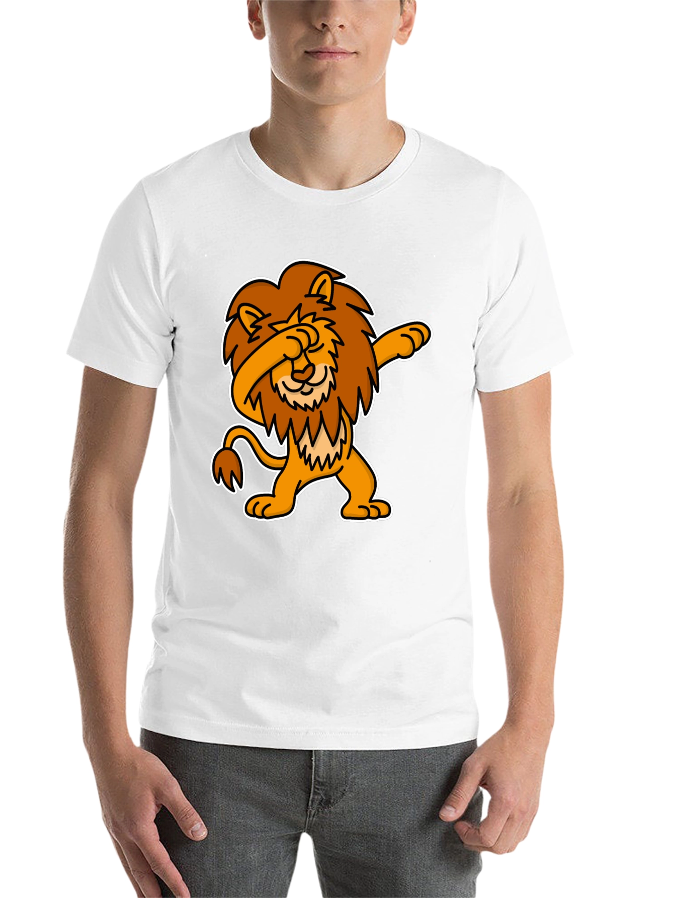 Black Dabbing Lion Graphic Tee - Black Cotton T-Shirt view 14