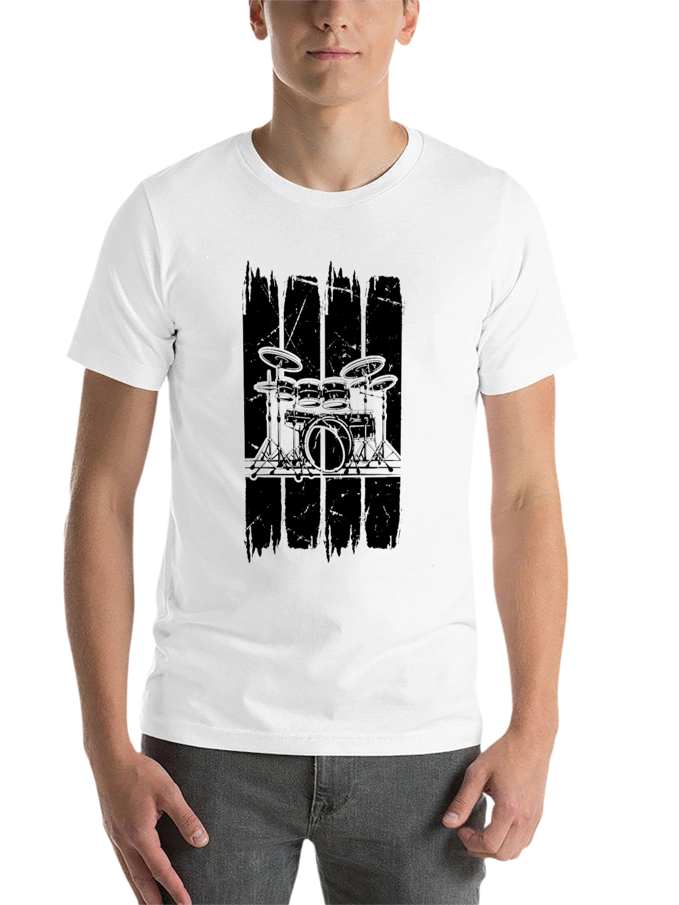 Black Drum Kit Graphic Black T-Shirt view 14