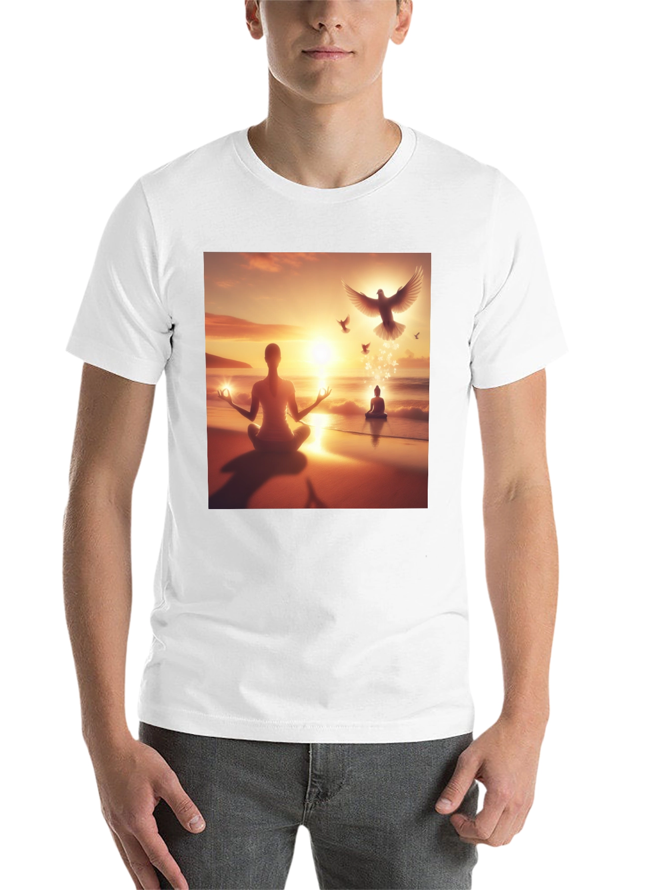 Zen Meditation T-Shirt - Peaceful Beach Design - 14