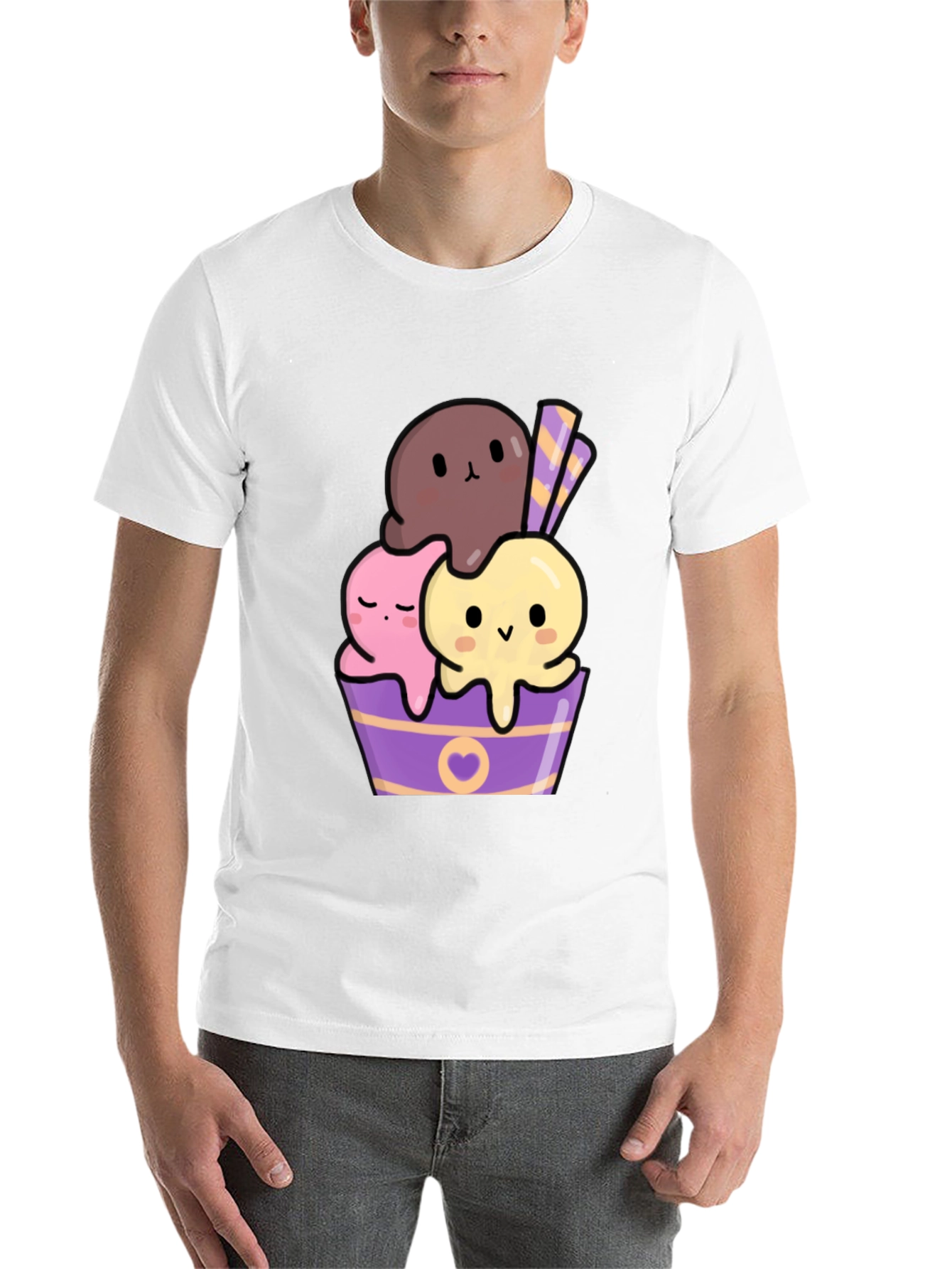 Black Cute Kawaii Ice Cream Graphic Tee view 14