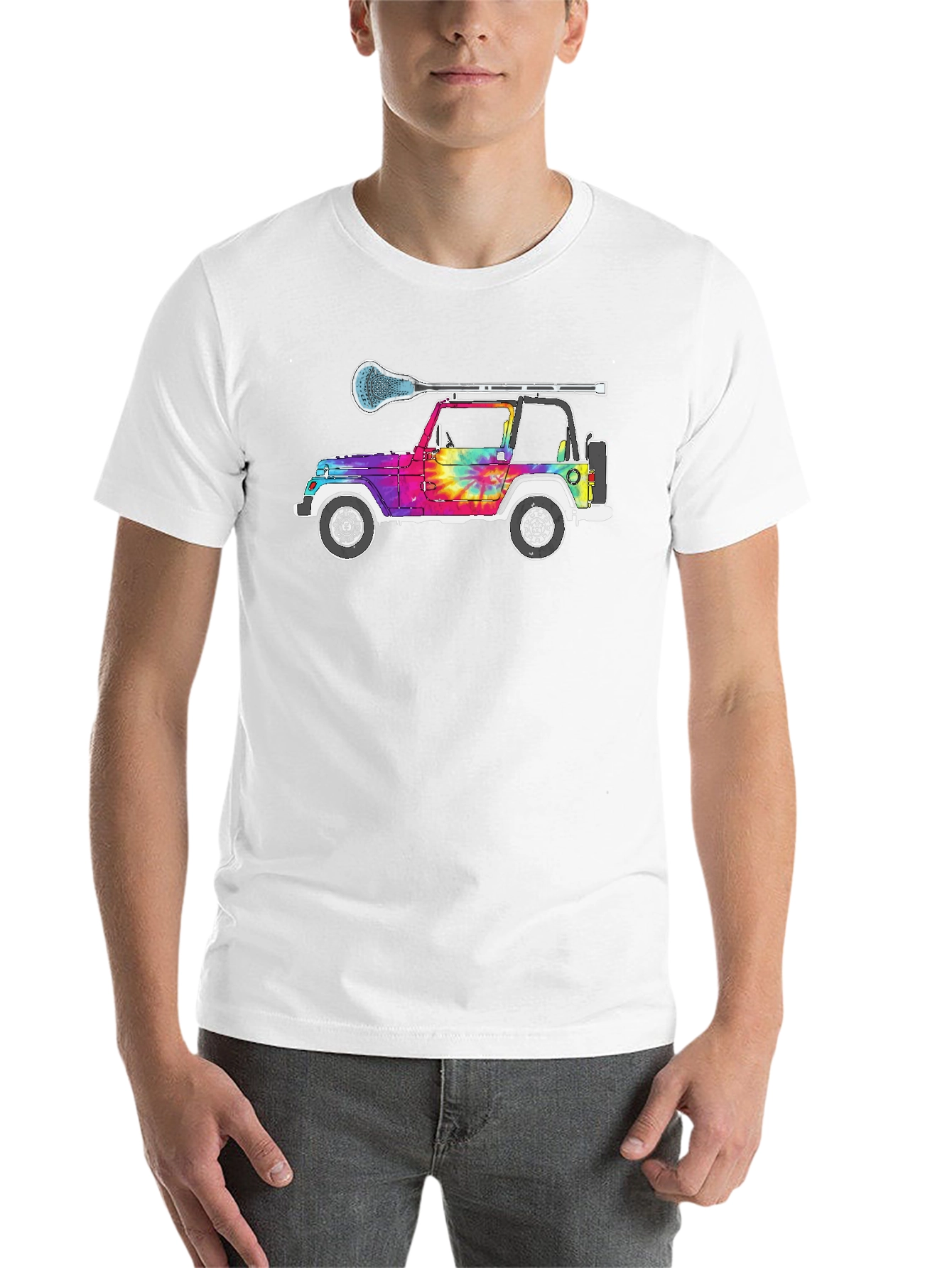 Black Tie Dye Jeep Lacrosse T-Shirt view 14