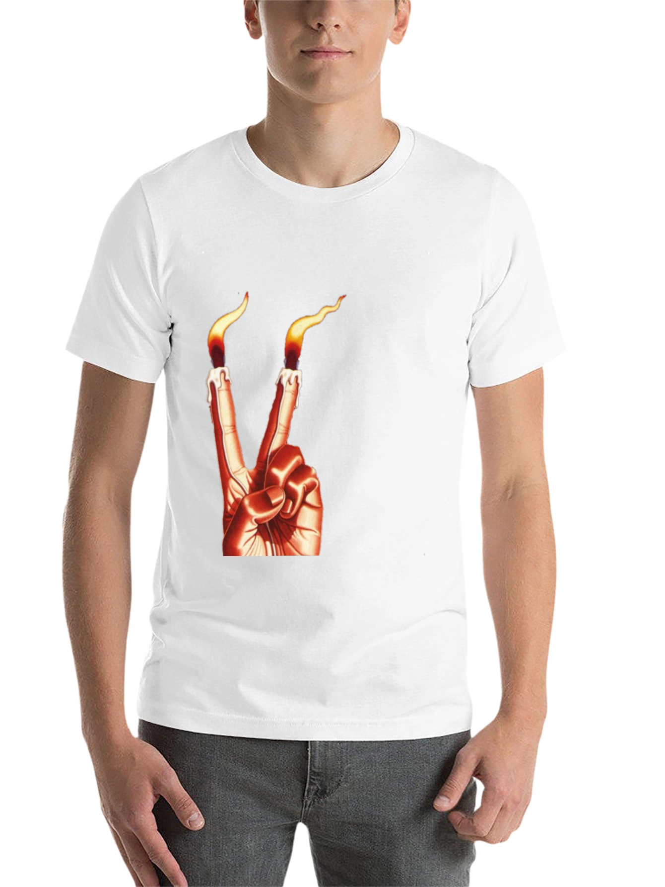 Black Candle Finger Peace Sign Graphic Tee view 14