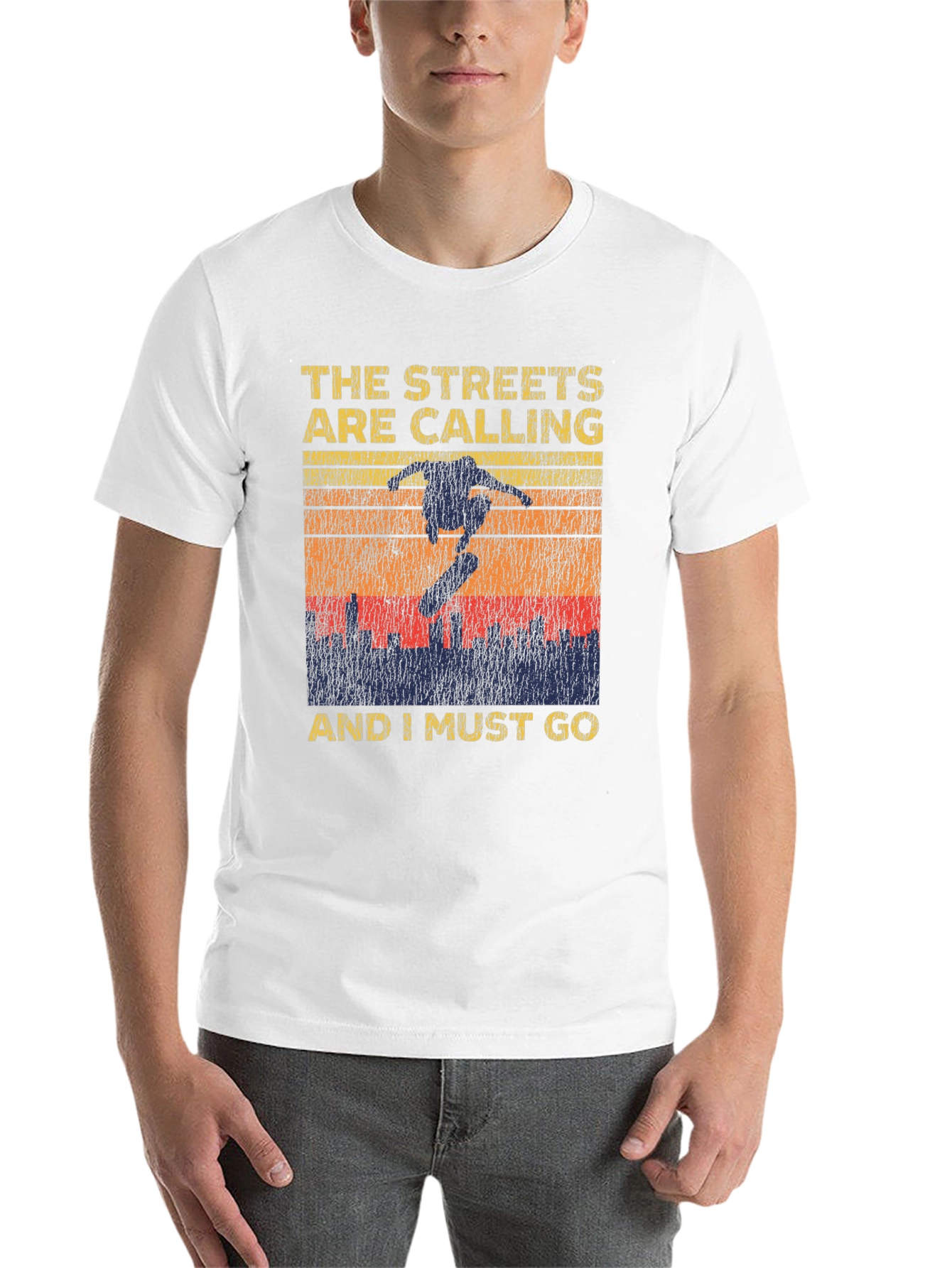 Black Skateboarding Graphic T-Shirt - The Streets Are Calling view 14