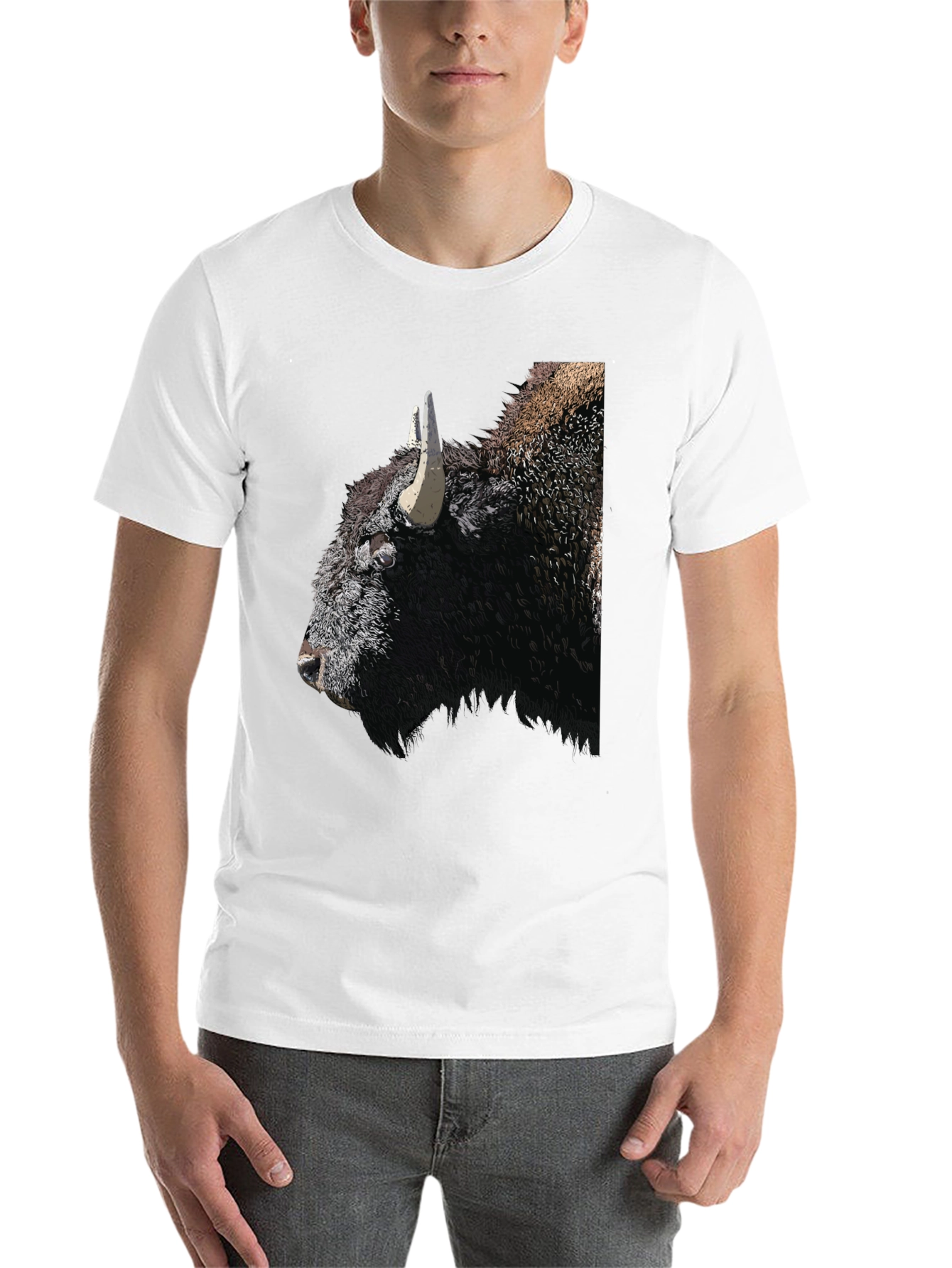 Black Bison Graphic Tee - Black Cotton T-Shirt view 14