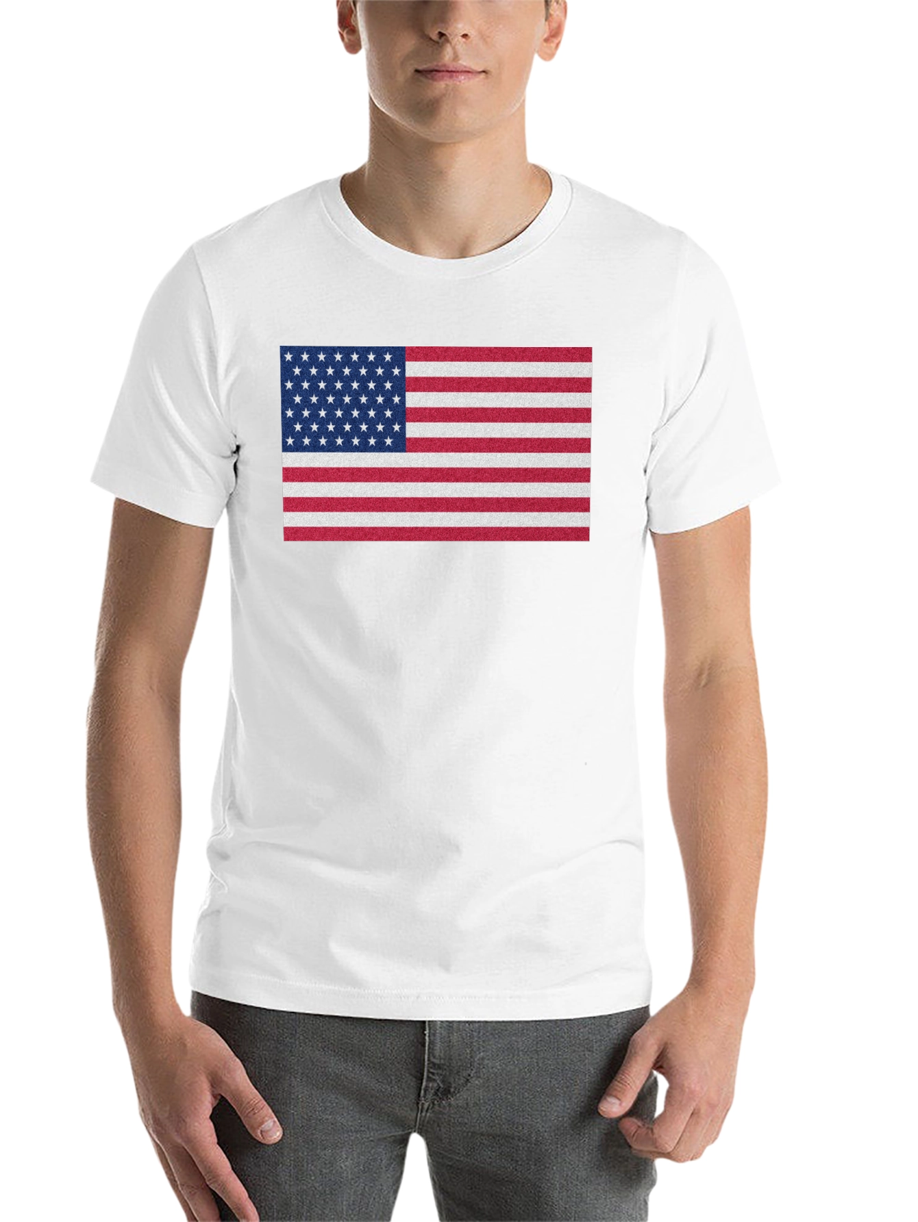 Black American Flag Graphic Print Crew Neck T-Shirt view 14