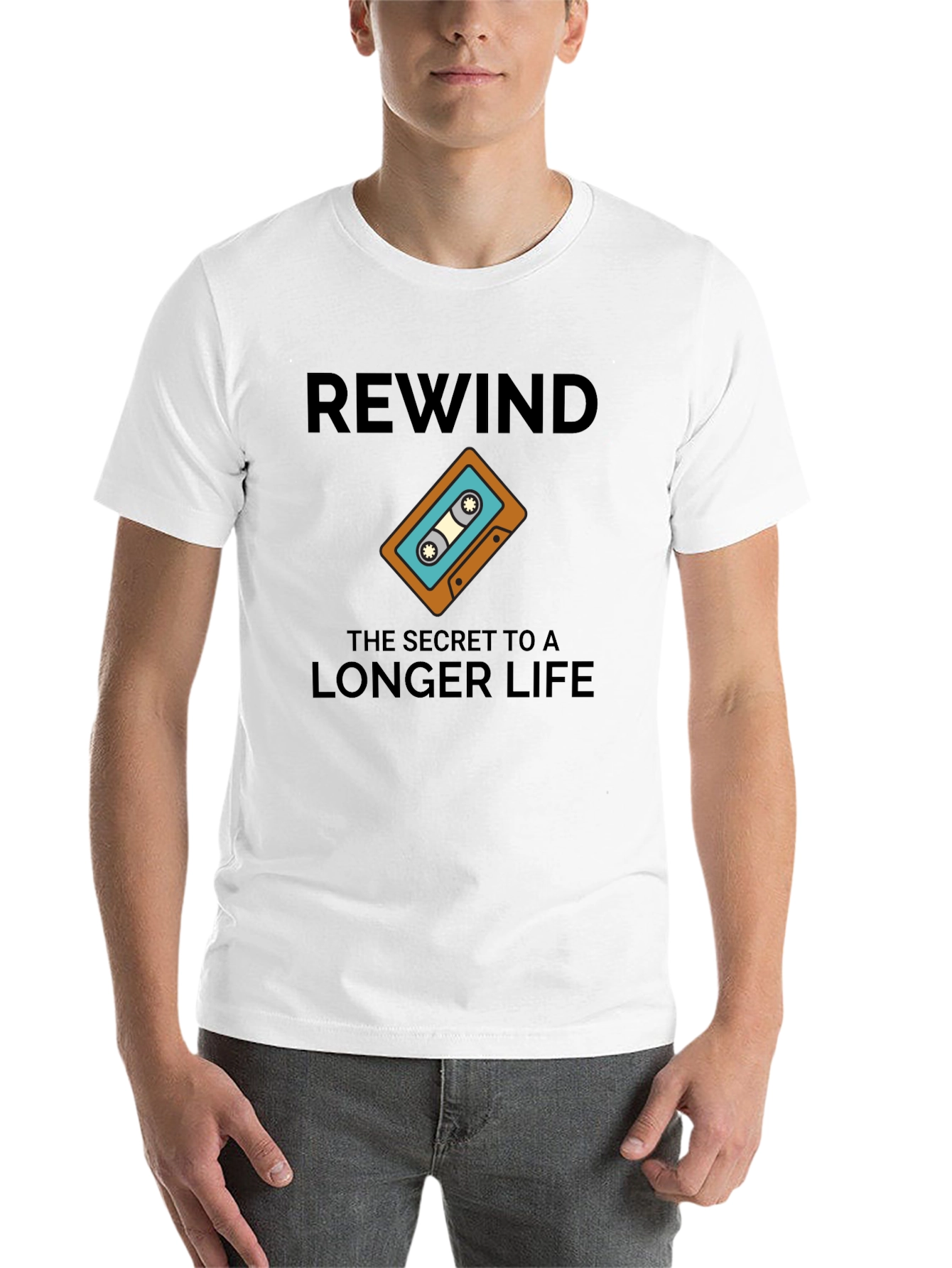 Black Rewind Longer Life Graphic T-Shirt view 14