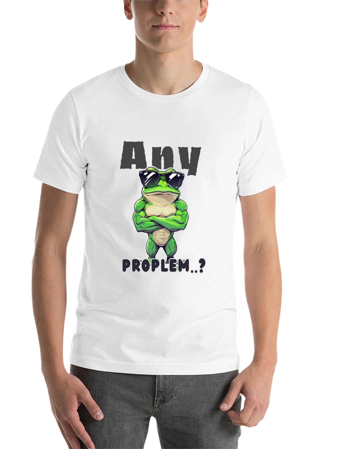 Black Cool Frog Graphic T-Shirt - Any Problem? view 14