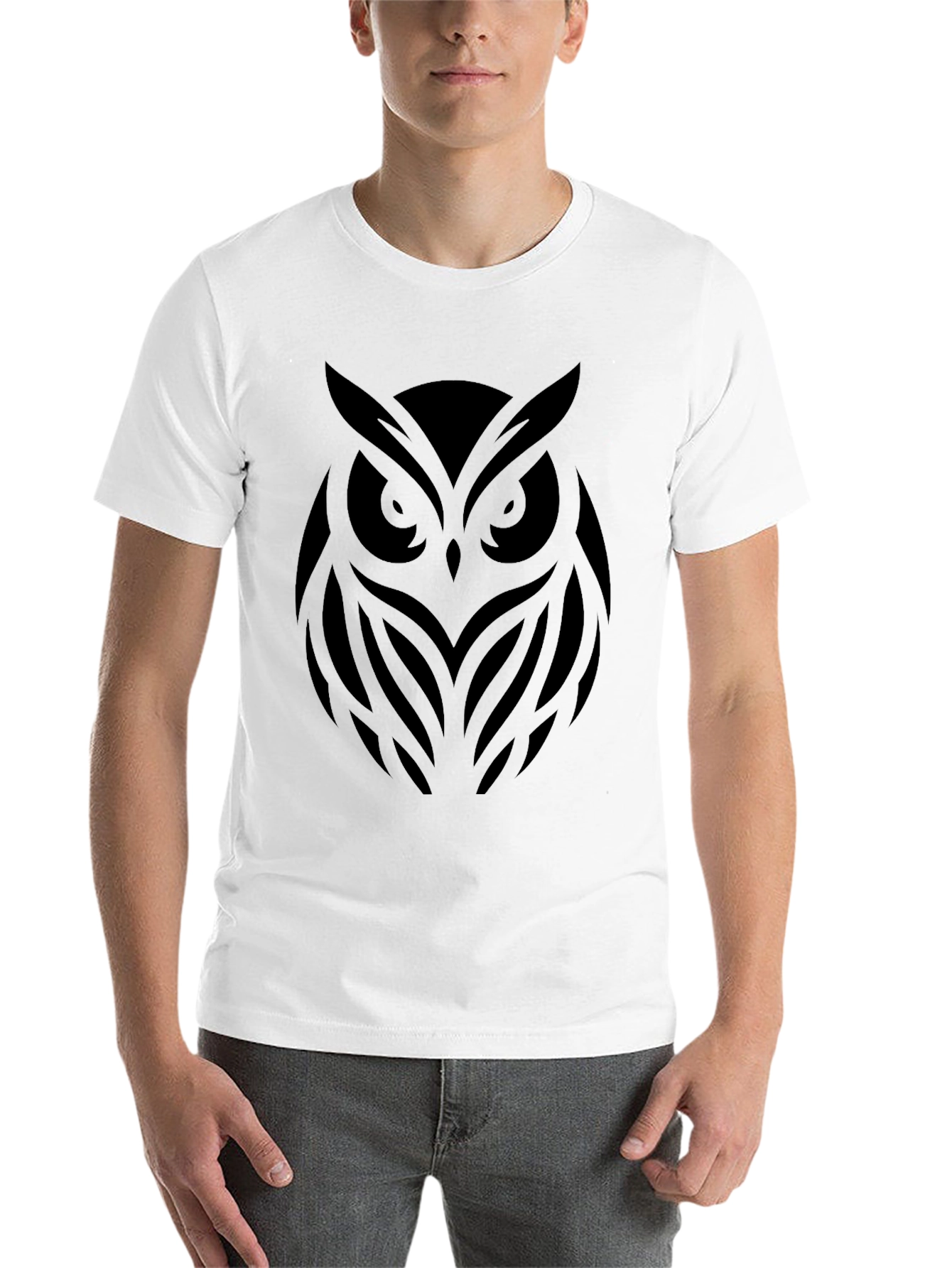 Black Men's Black Owl Graphic T-Shirt view 14