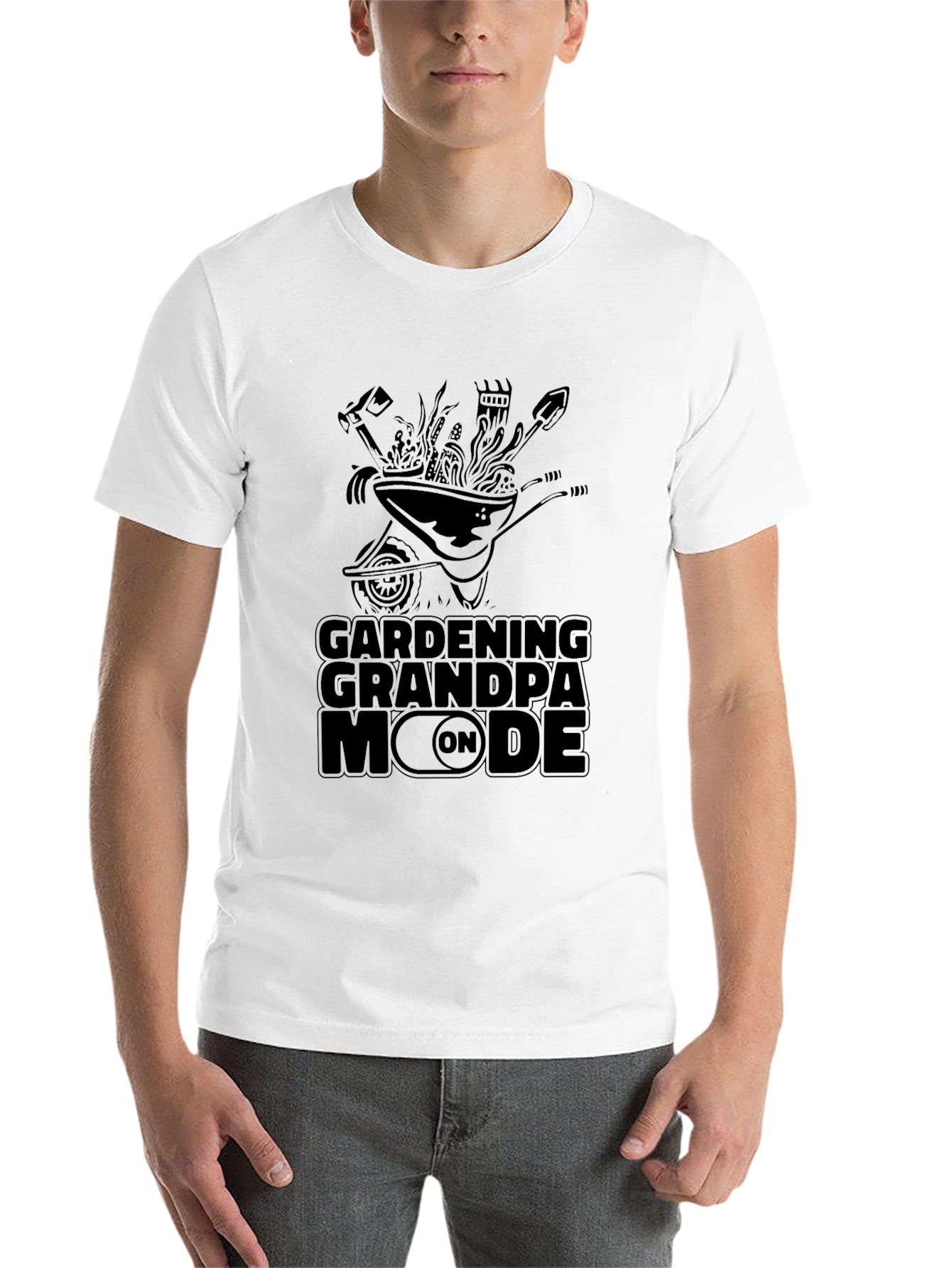 Black Gardening Grandpa Mode On T-Shirt - Black view 14