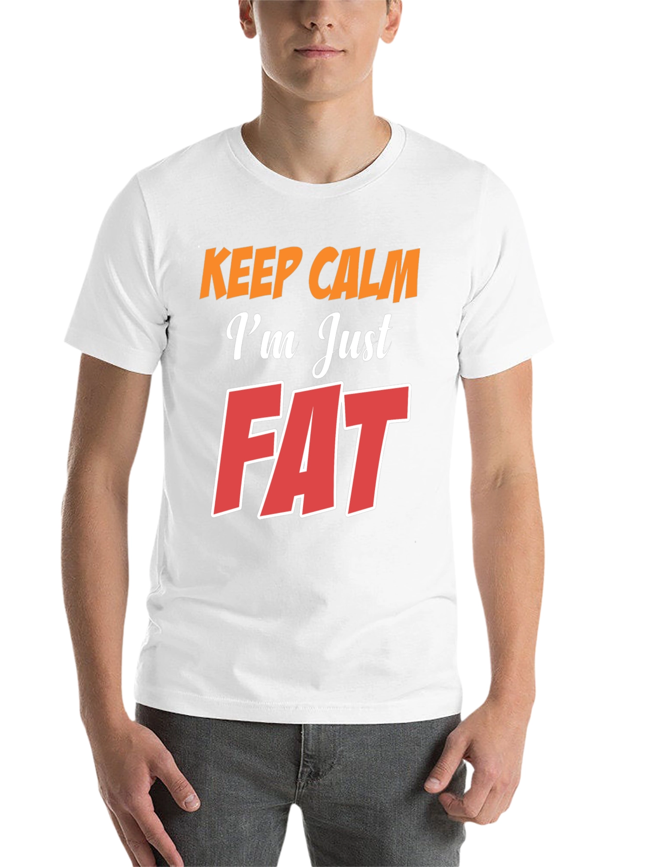 Black Keep Calm I'm Just Fat T-Shirt - Black view 14
