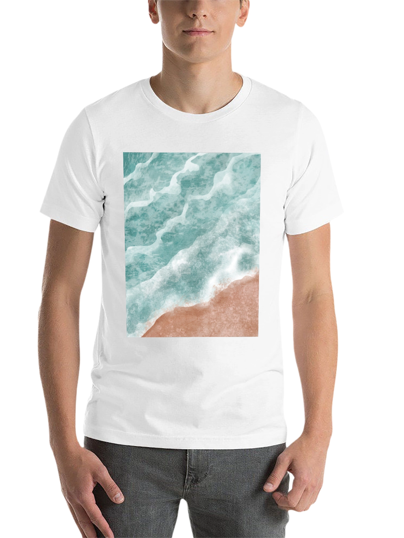 Black Ocean Wave Graphic Tee - Beach Style Black T-Shirt view 14