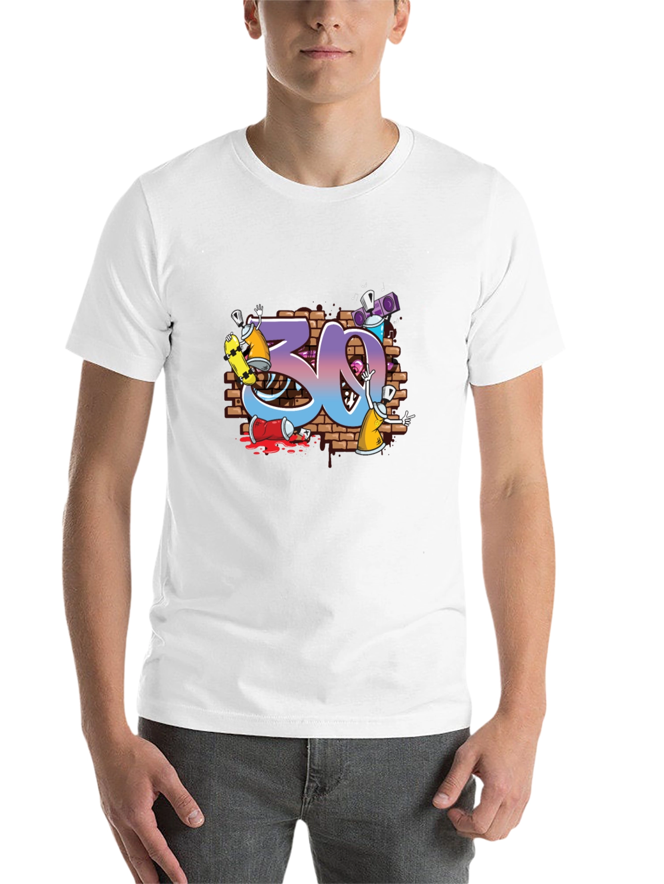 Black Graffiti Style Number 30 Graphic T-Shirt view 14