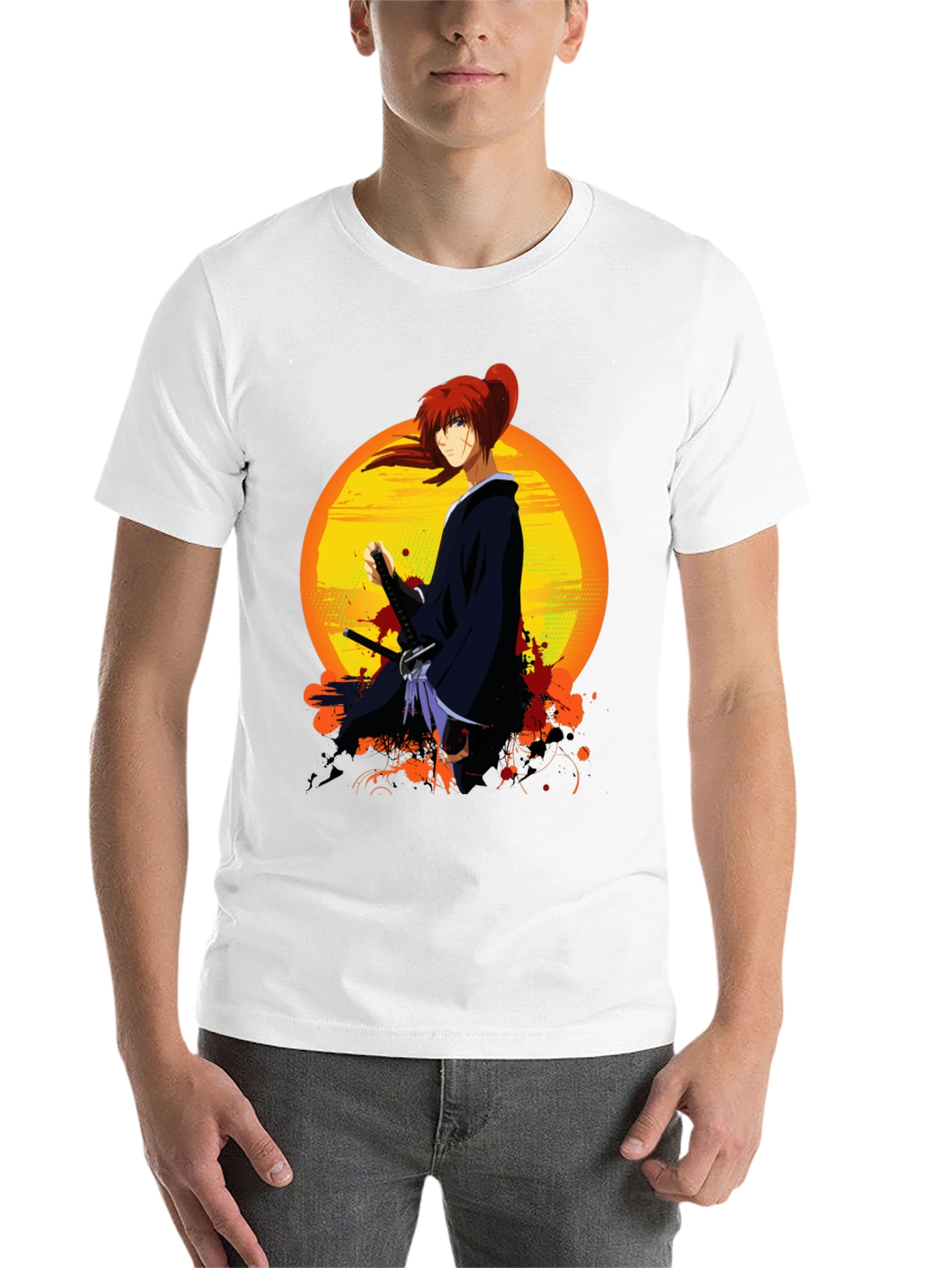 Black Anime Warrior T-Shirt view 14