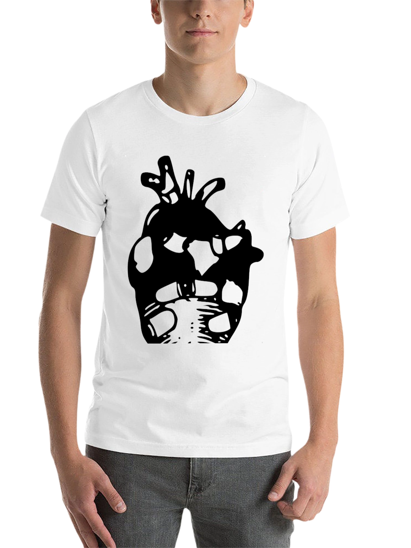 Black Unique Abstract Print Black T-Shirt view 14