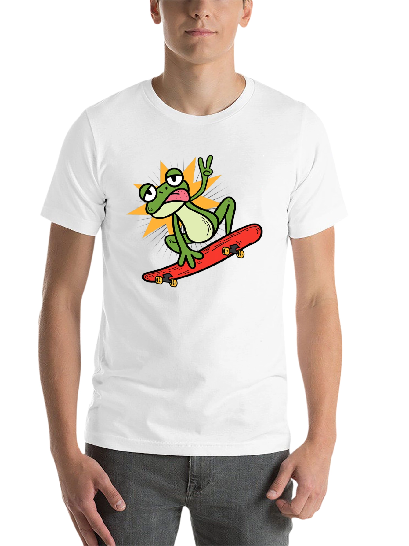 Black Cool Frog Skateboarder Graphic Tee view 14