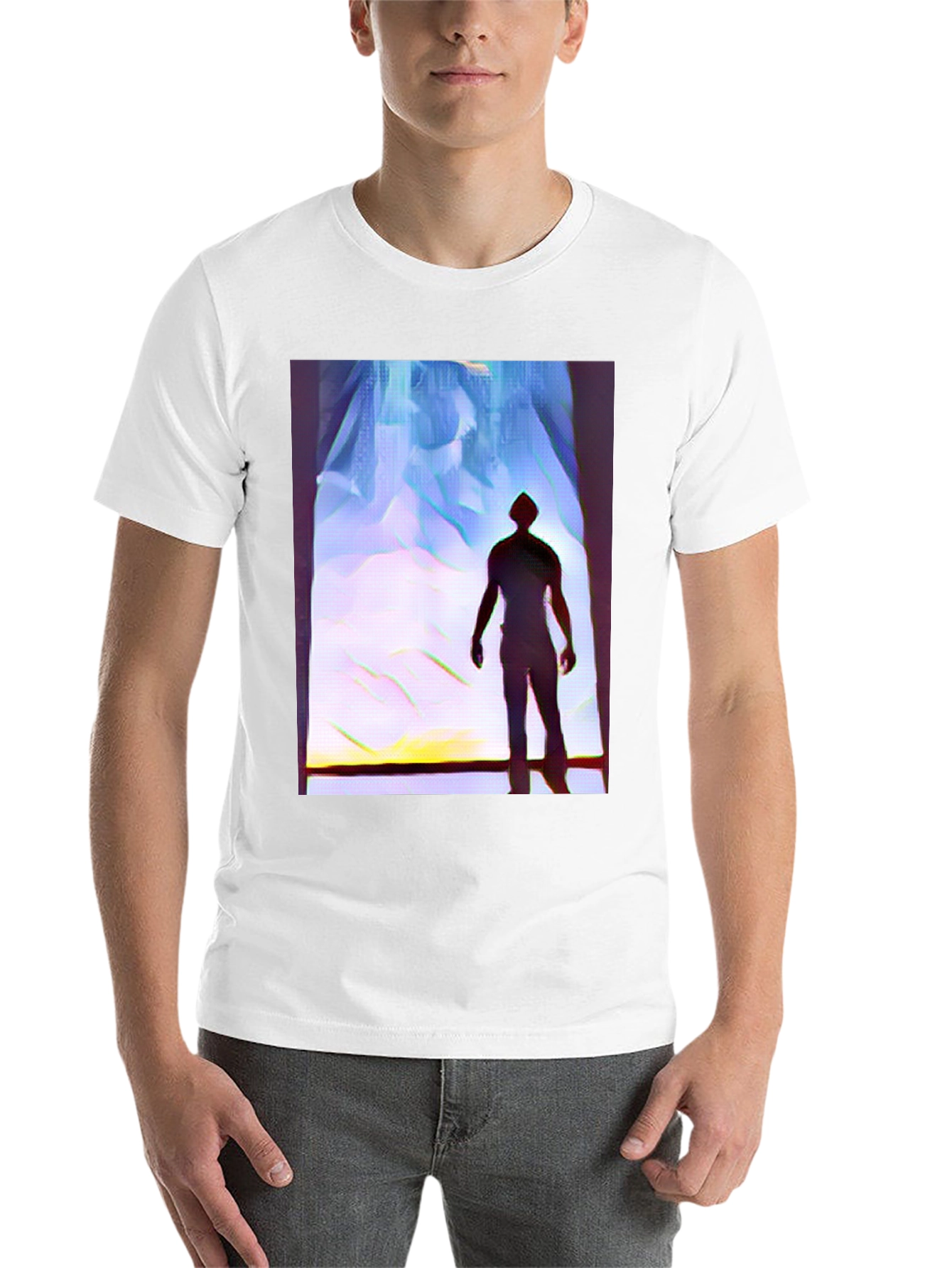 Black Silhouette Man Graphic Tee - Black Cotton Blend view 14