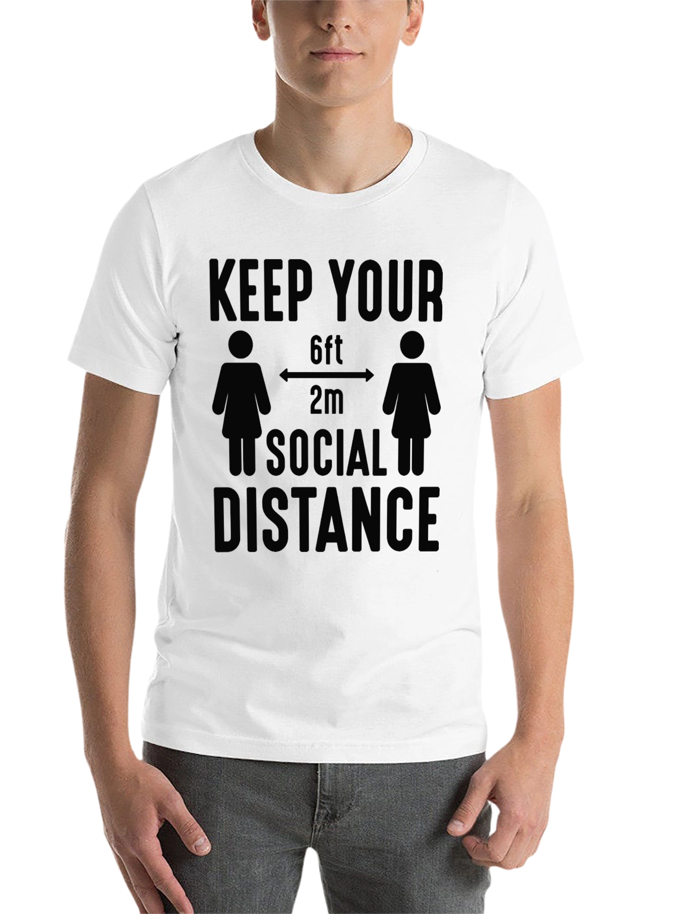 Black Keep Your Distance Graphic Tee - Social Distancing Humor view 14