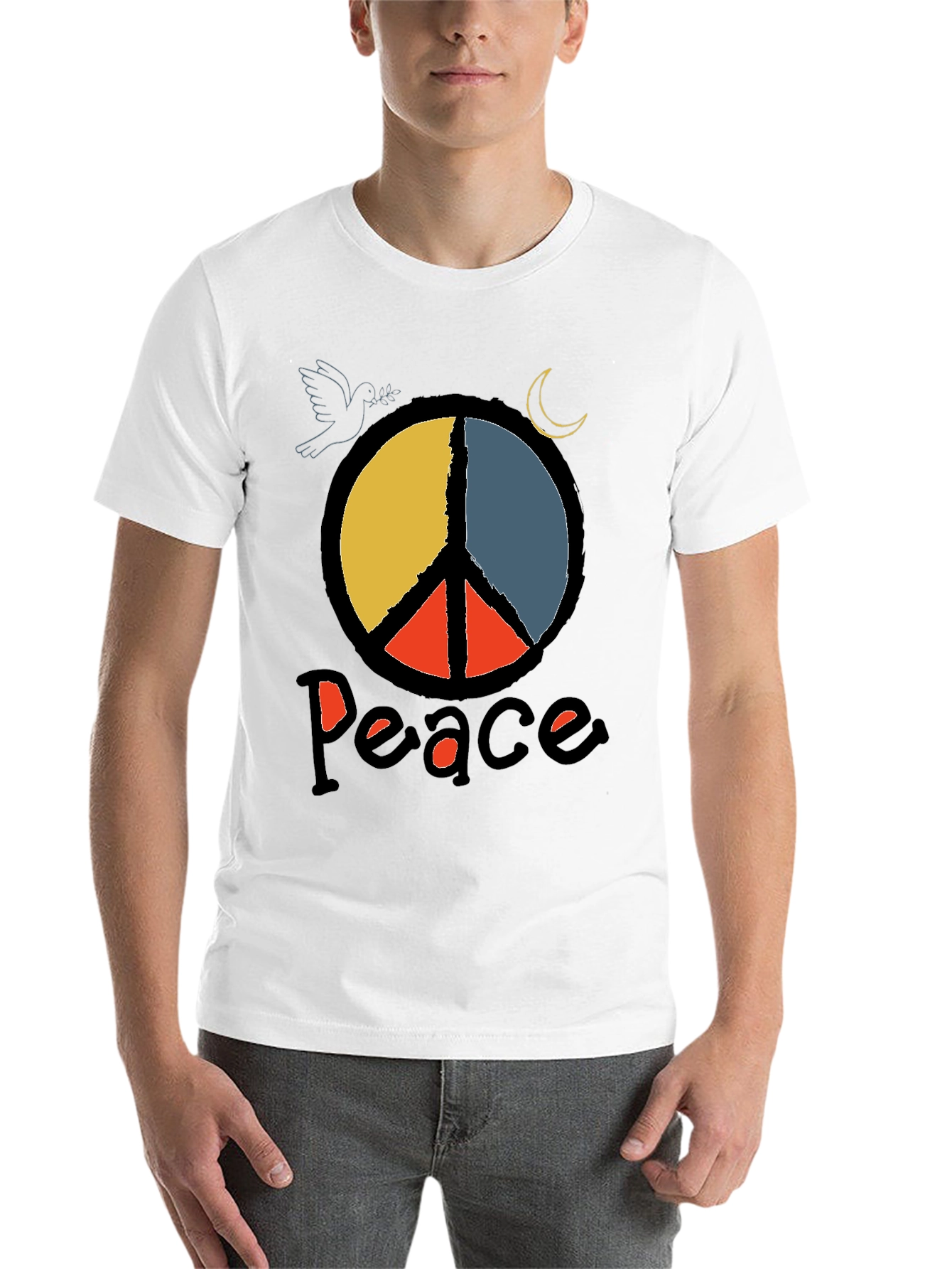 Black Peace Symbol Graphic Tee - Black Crewneck T-Shirt view 14