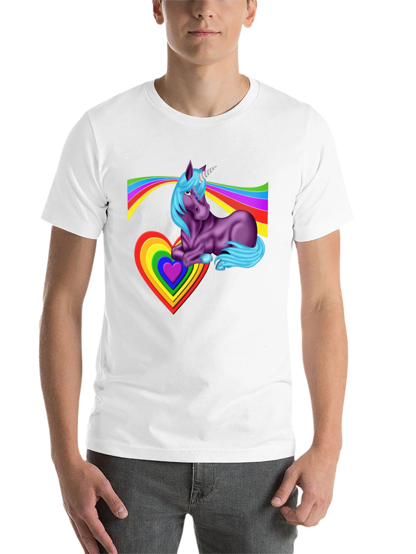 Black Rainbow Unicorn Heart T-Shirt - Fun & Unique Graphic Tee view 14