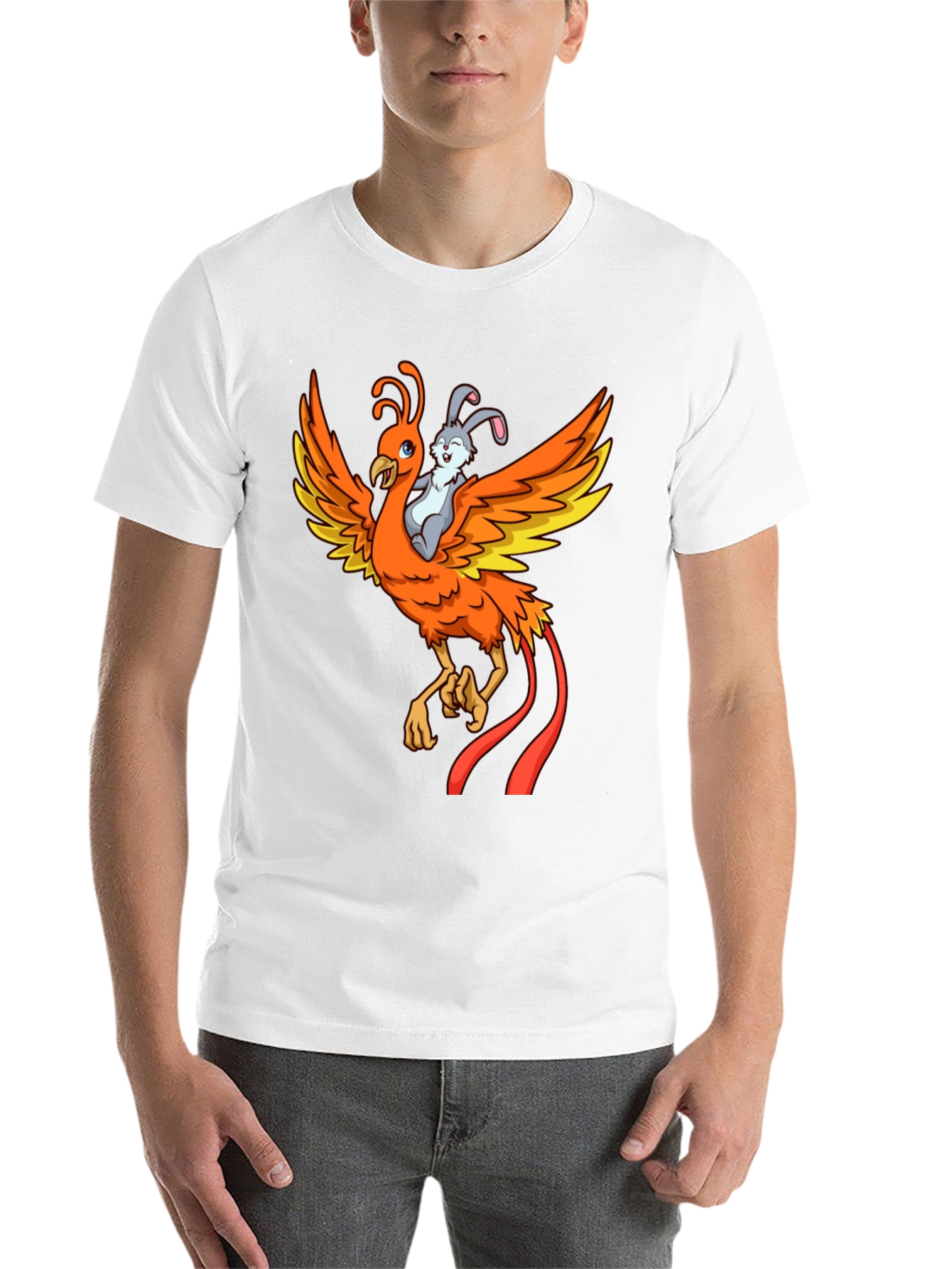 Black Phoenix and Bunny Graphic T-Shirt view 14