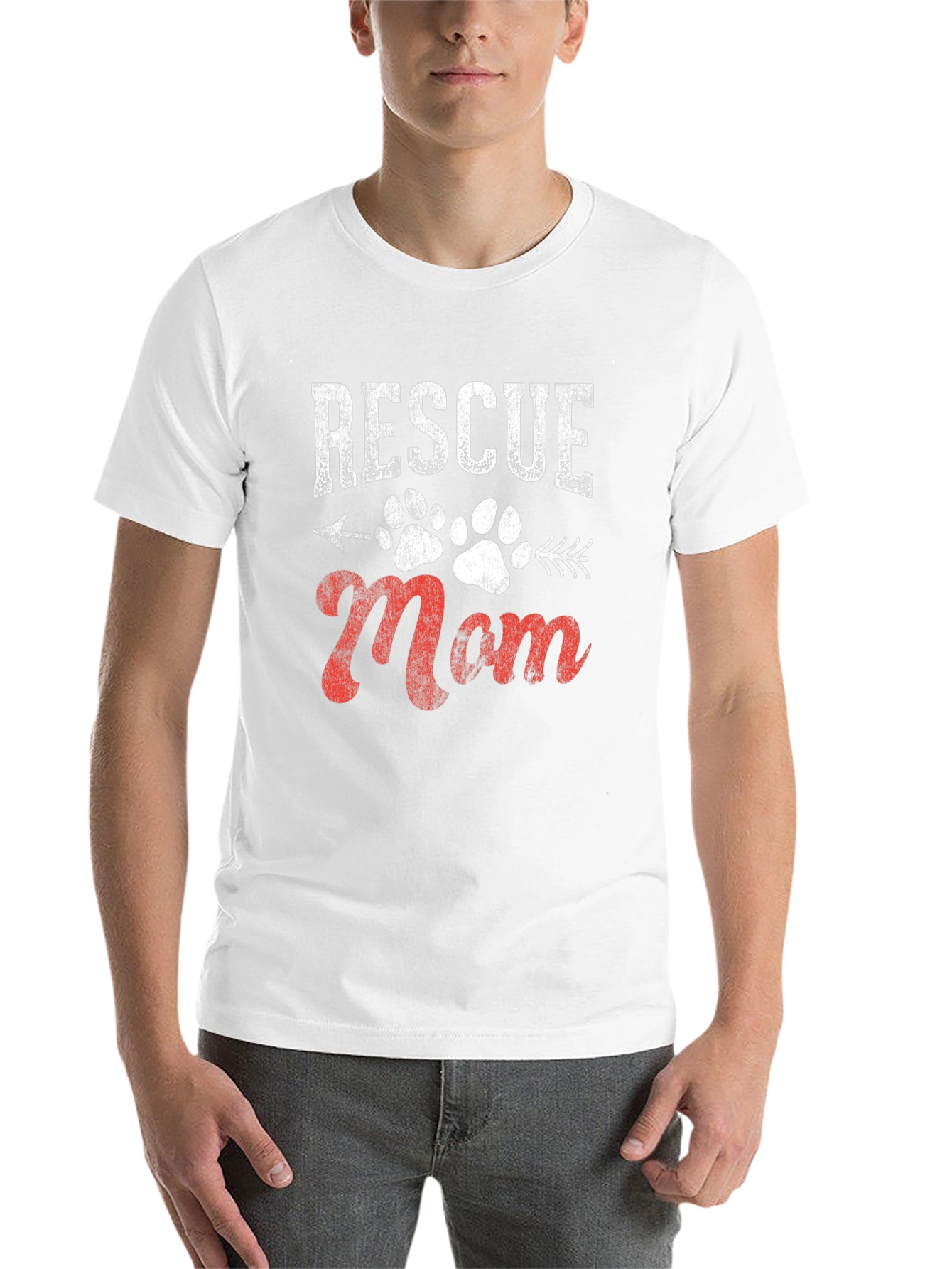 Black Rescue Mom Graphic Tee - Dog Paw Print view 14