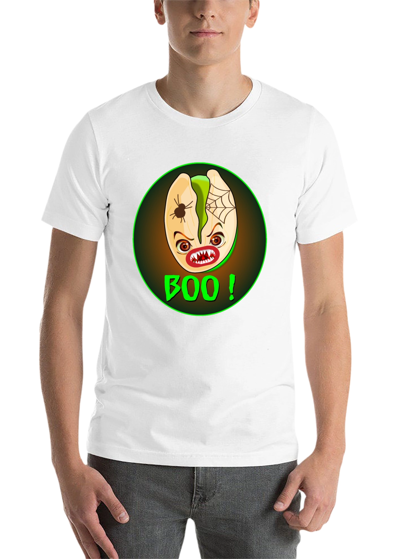 Black Spooky Pistachio Halloween T-Shirt view 14