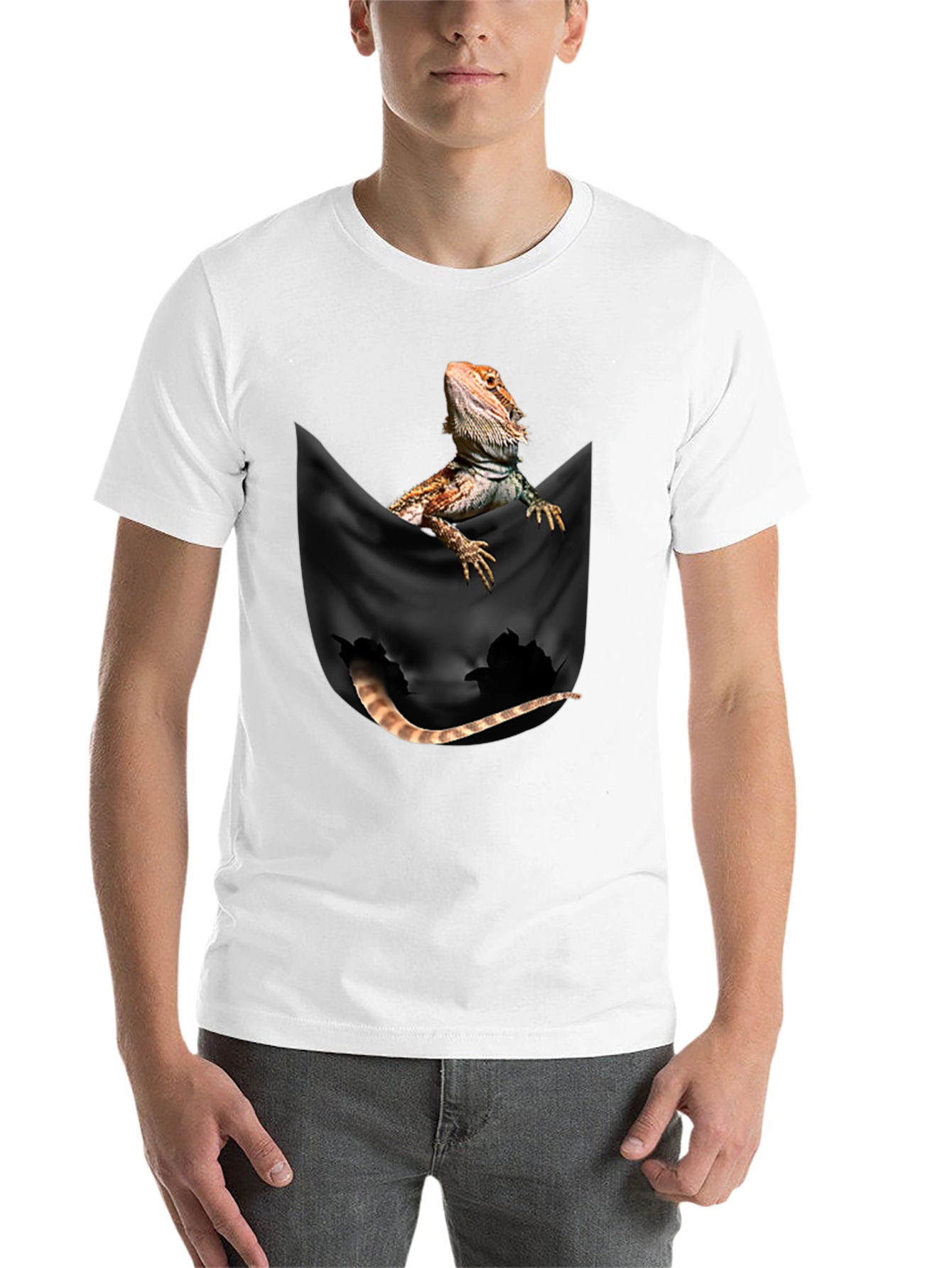 Black Bearded Dragon Pocket T-Shirt view 14