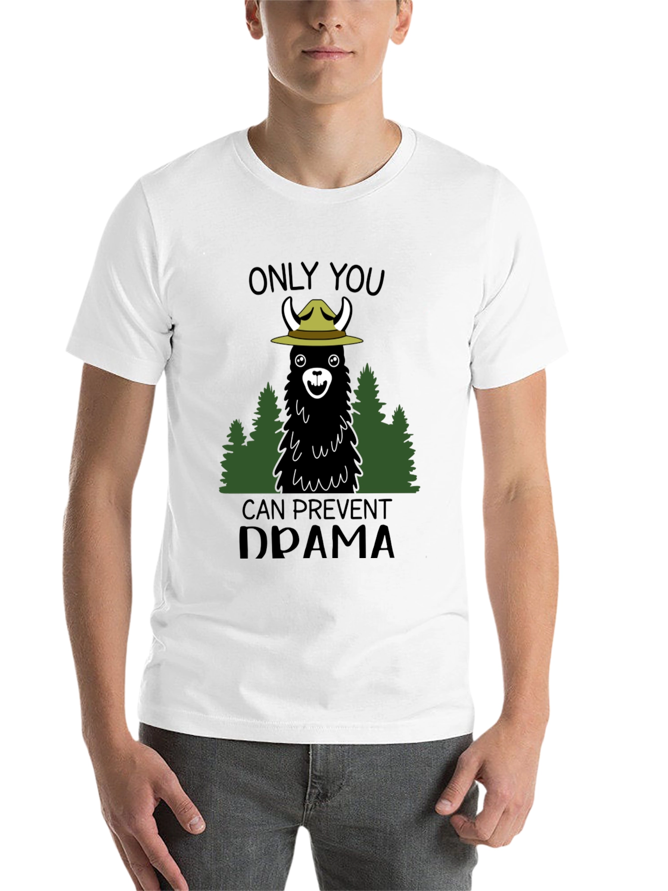 Black Llama Forest Ranger Graphic T-Shirt - Prevent Drama view 14