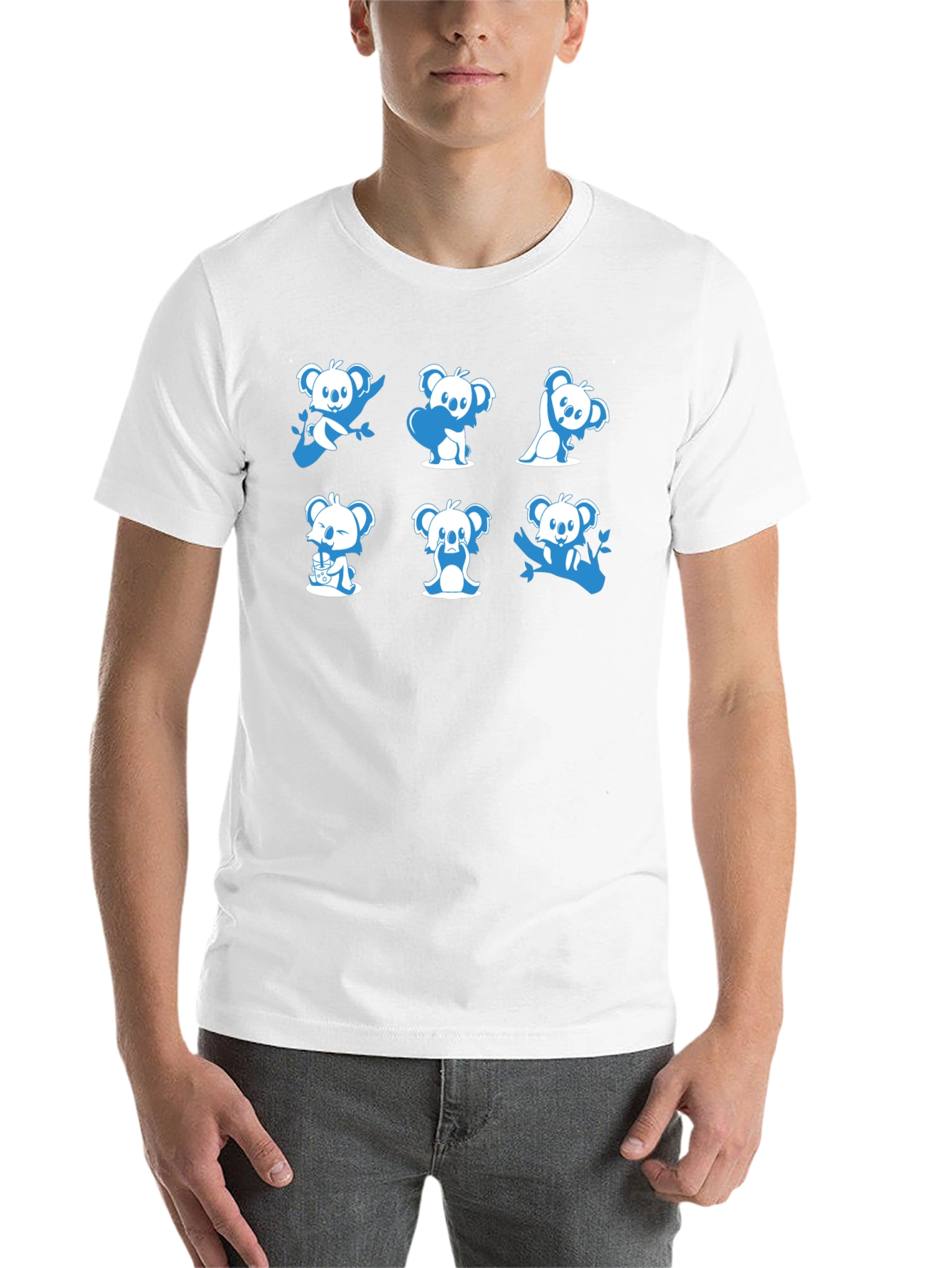 Cute Koala T-Shirt - Graphic Tee - Black Cotton Blend - 14