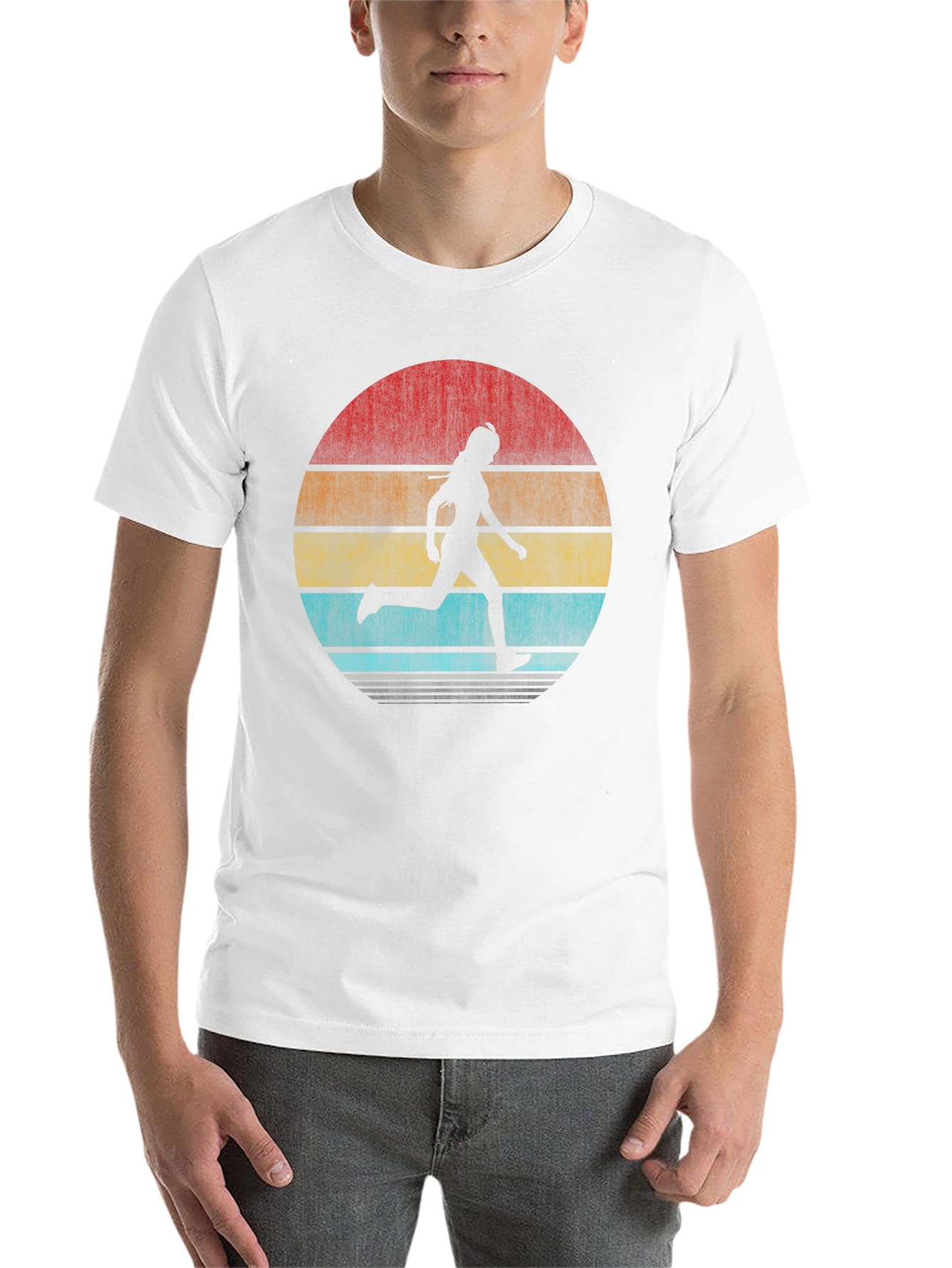 Retro Runner Graphic Tee - Vintage Sunset Design - 14