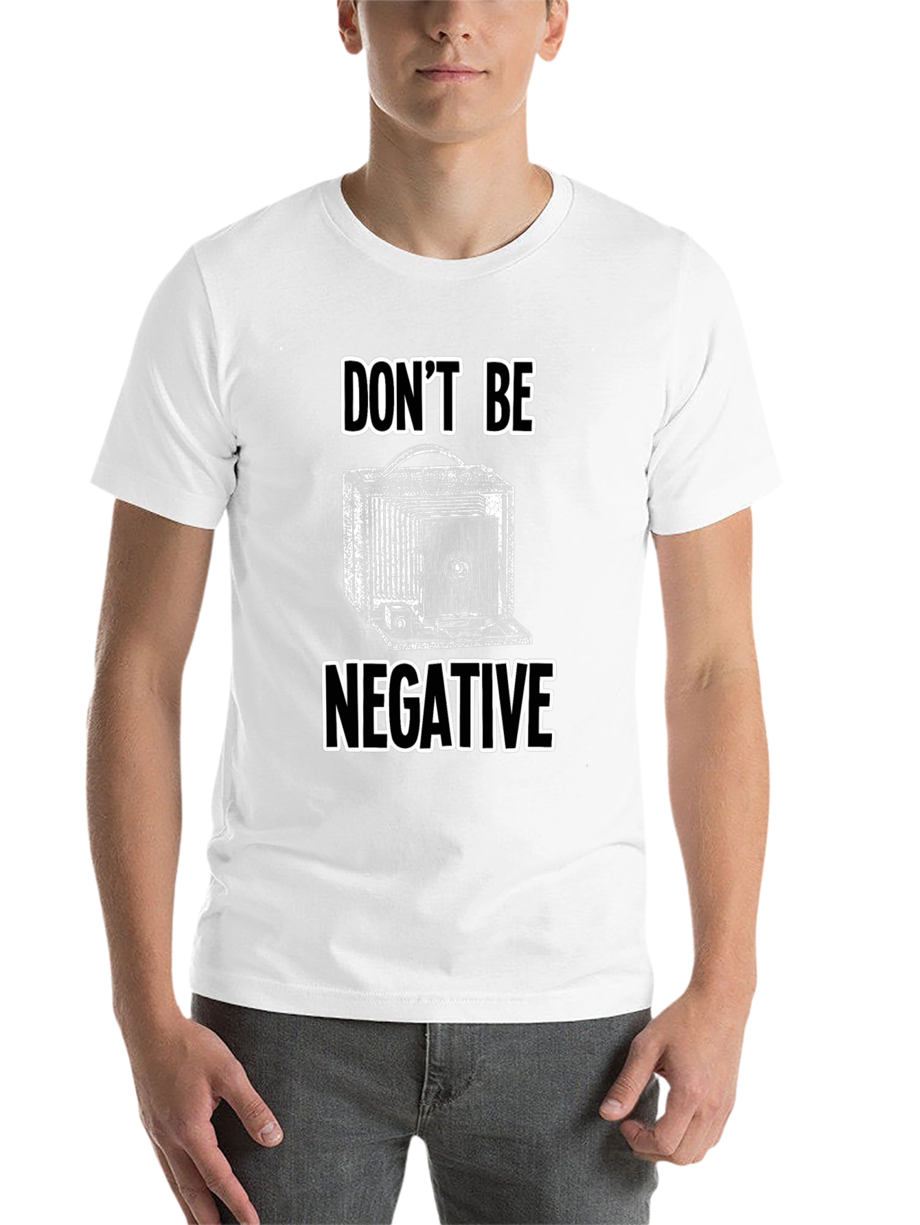 Black Don't Be Negative Camera Graphic Tee - Classic Photography Shirt view 14