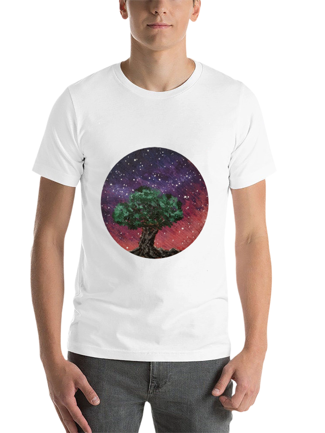 Black Celestial Tree Graphic Tee - Black Cotton Blend view 14