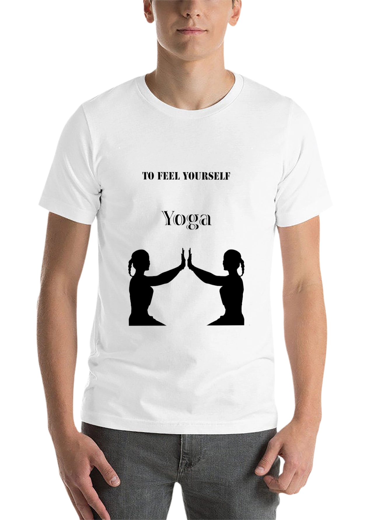 Black Yoga Silhouette T-Shirt - Feel Yourself view 14