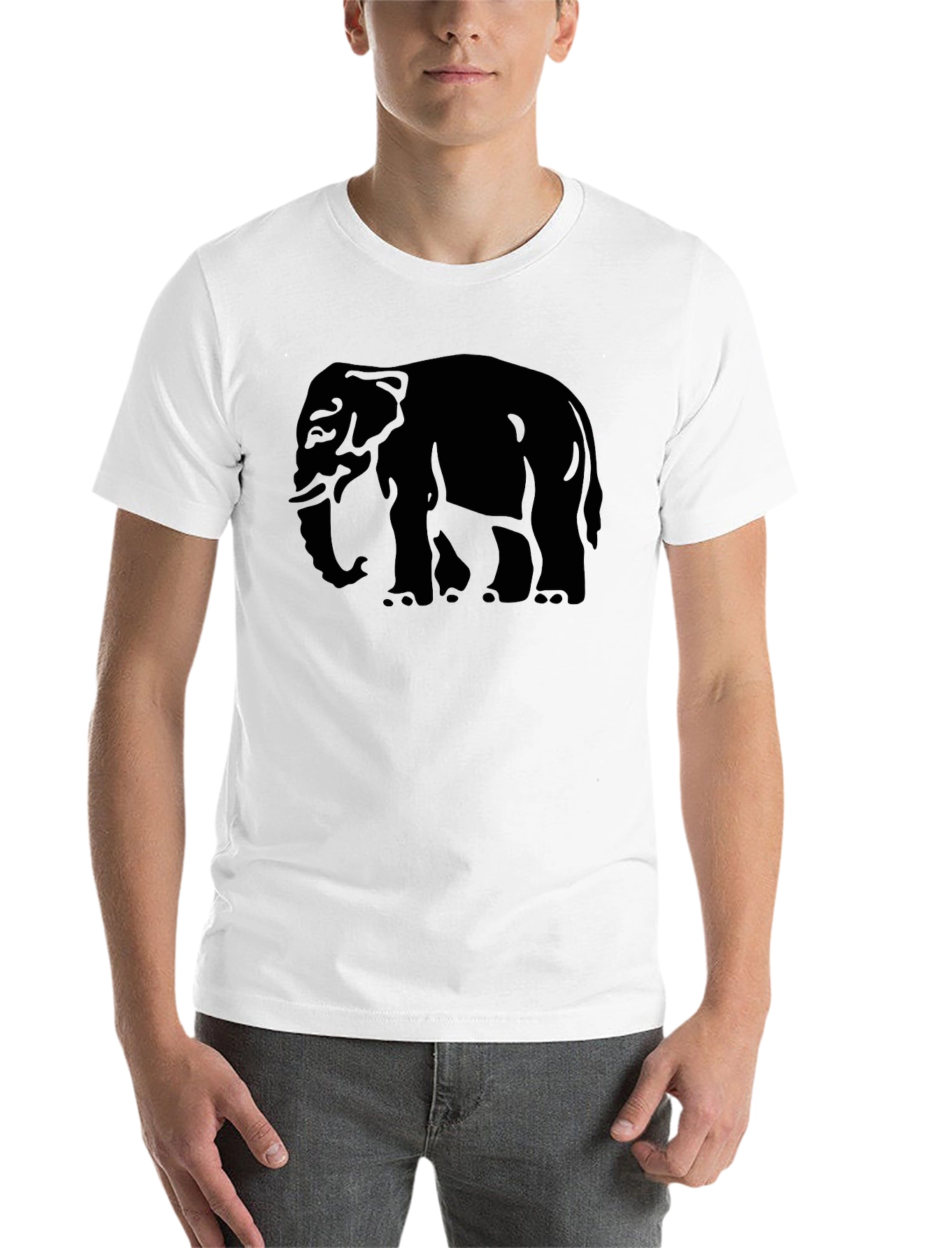 Black Elephant Graphic Tee - Men's Black Cotton T-Shirt view 14