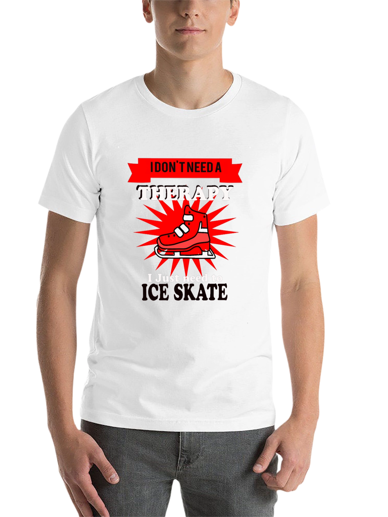 Black I Don't Need Therapy Ice Skate T-Shirt view 14