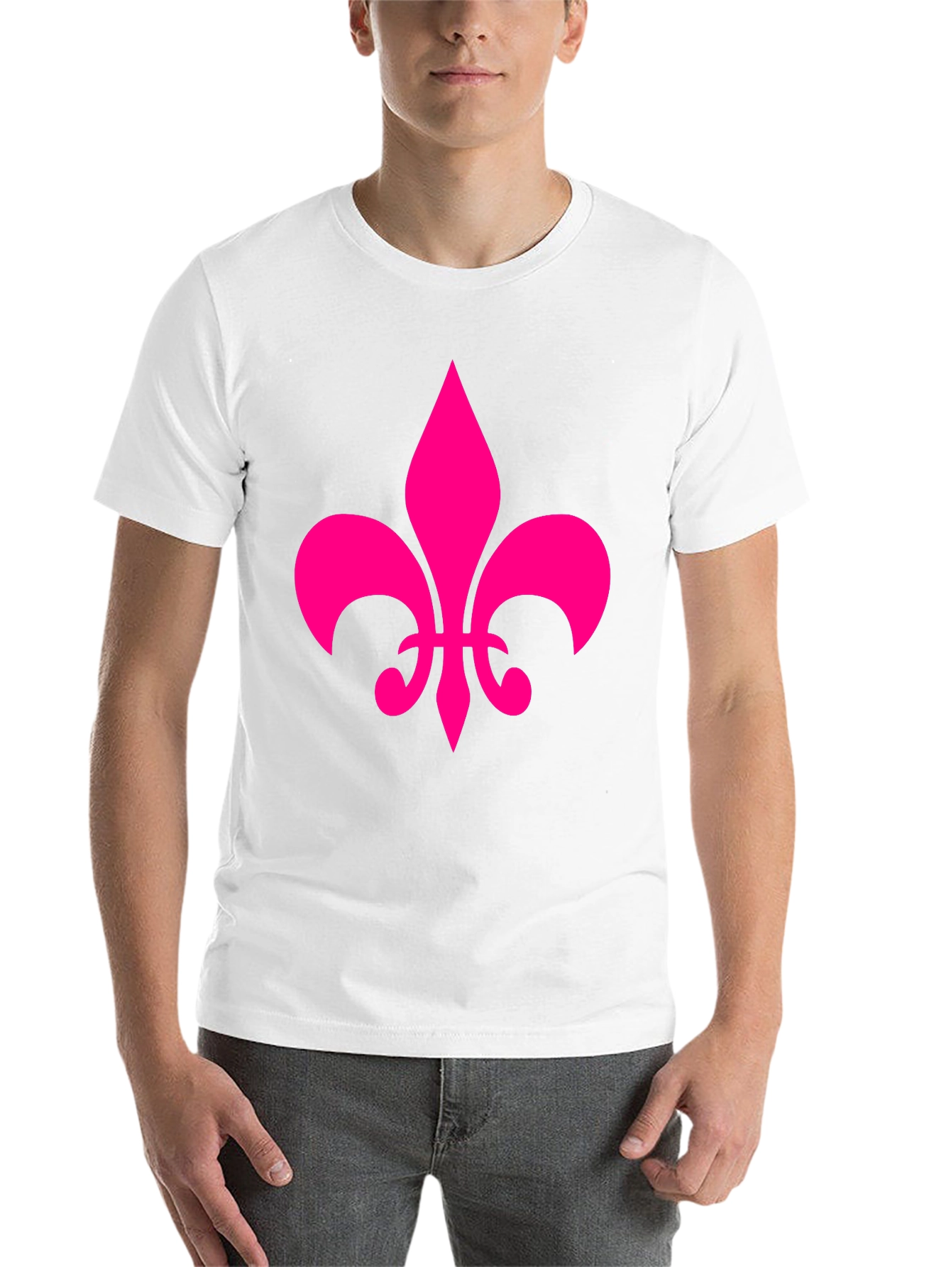 Black Fleur-de-Lis Graphic Tee - Casual Cotton Blend Shirt view 14
