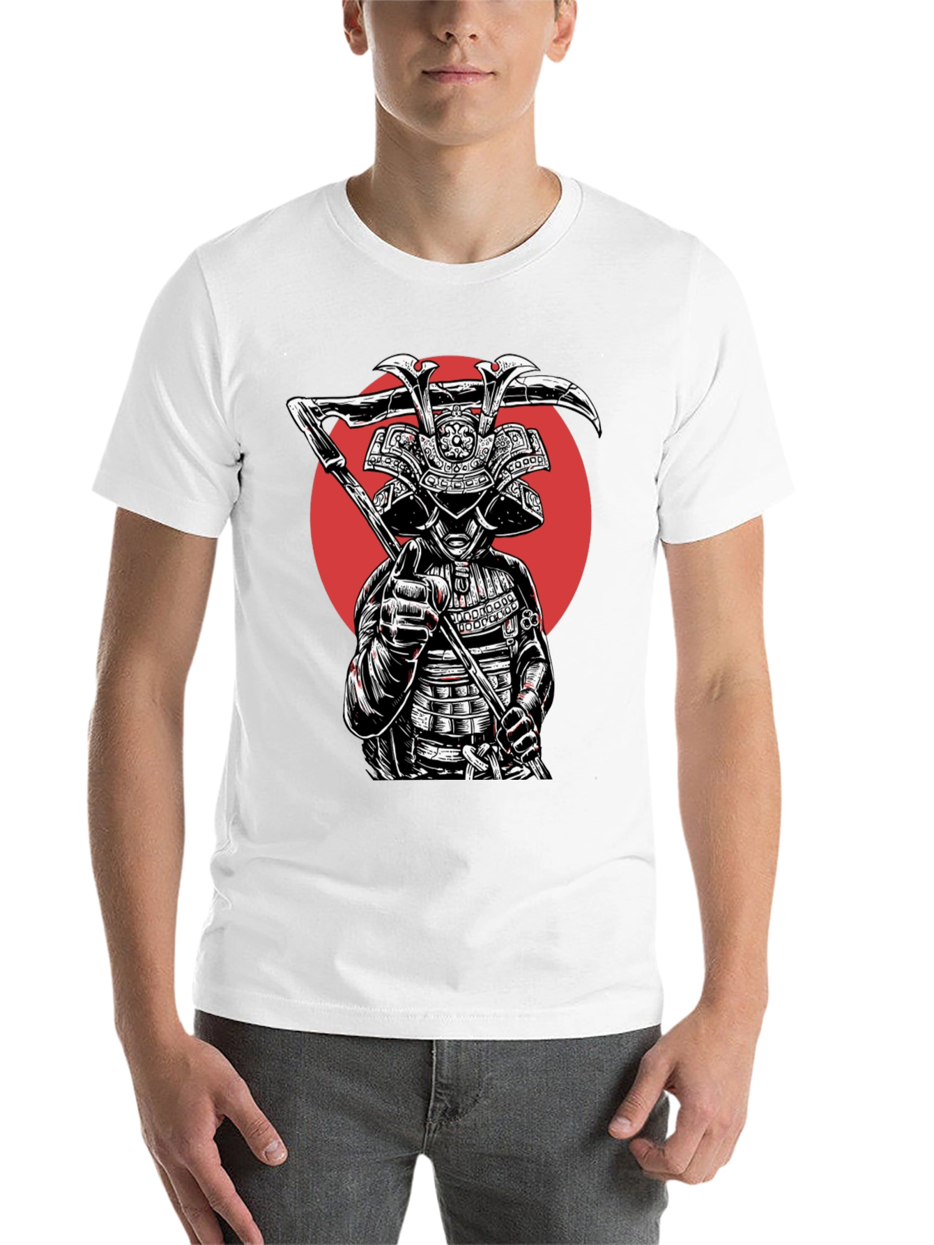 Black Samurai Warrior Graphic Tee - Black Cotton Blend view 14