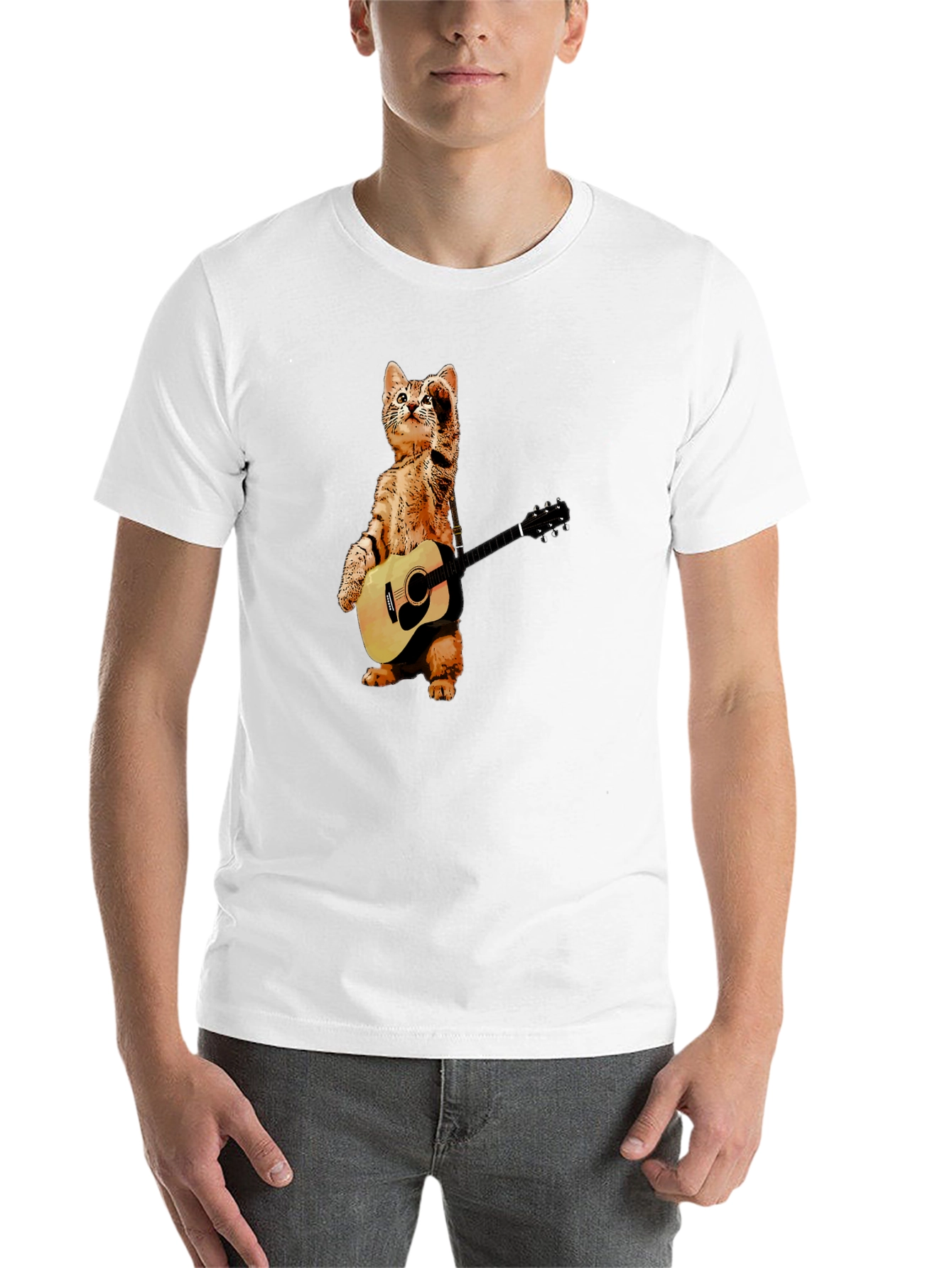 Black Cat Playing Guitar T-Shirt view 14