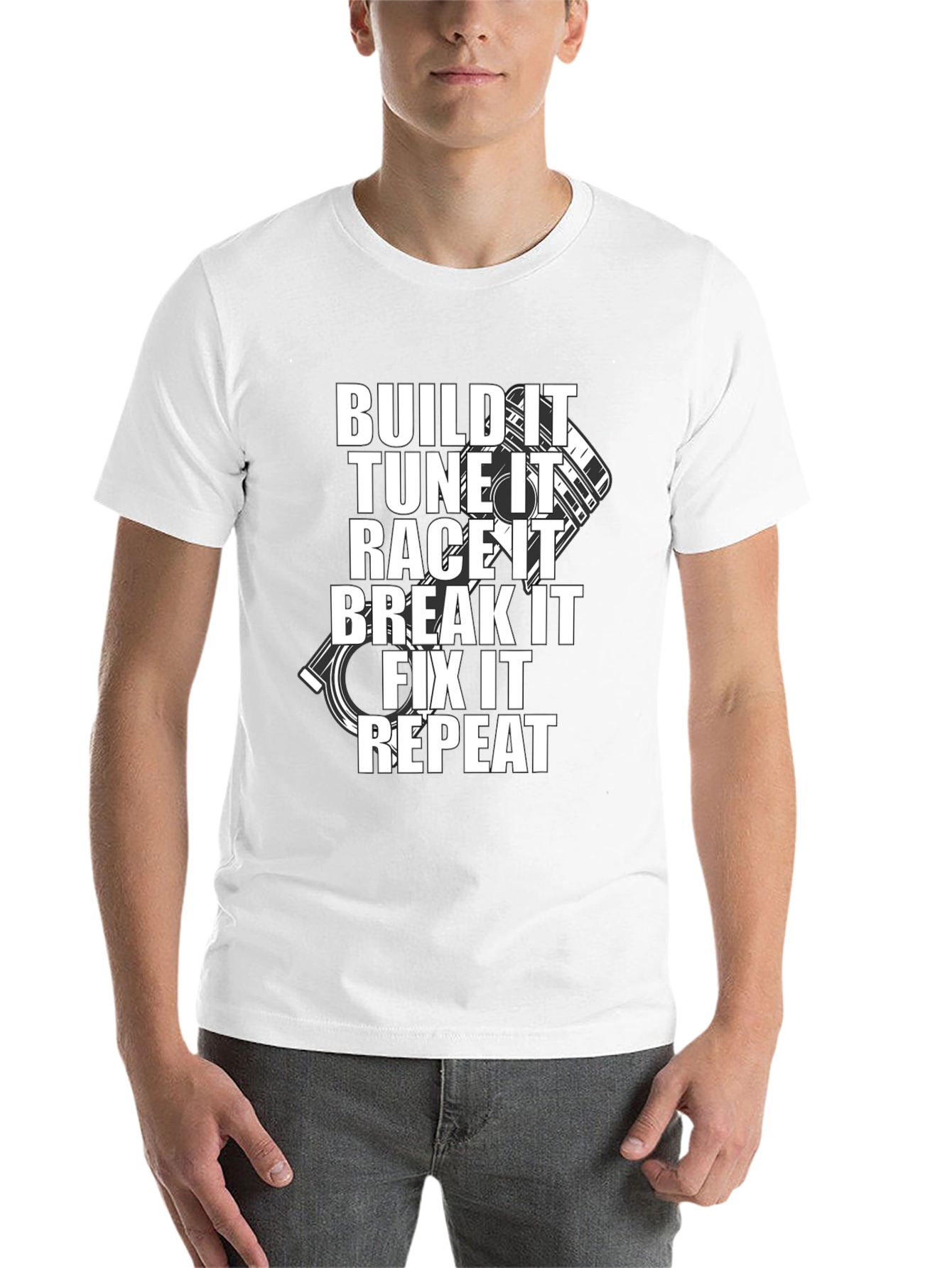 Black Build It, Tune It, Race It, Repeat Black T-Shirt view 14