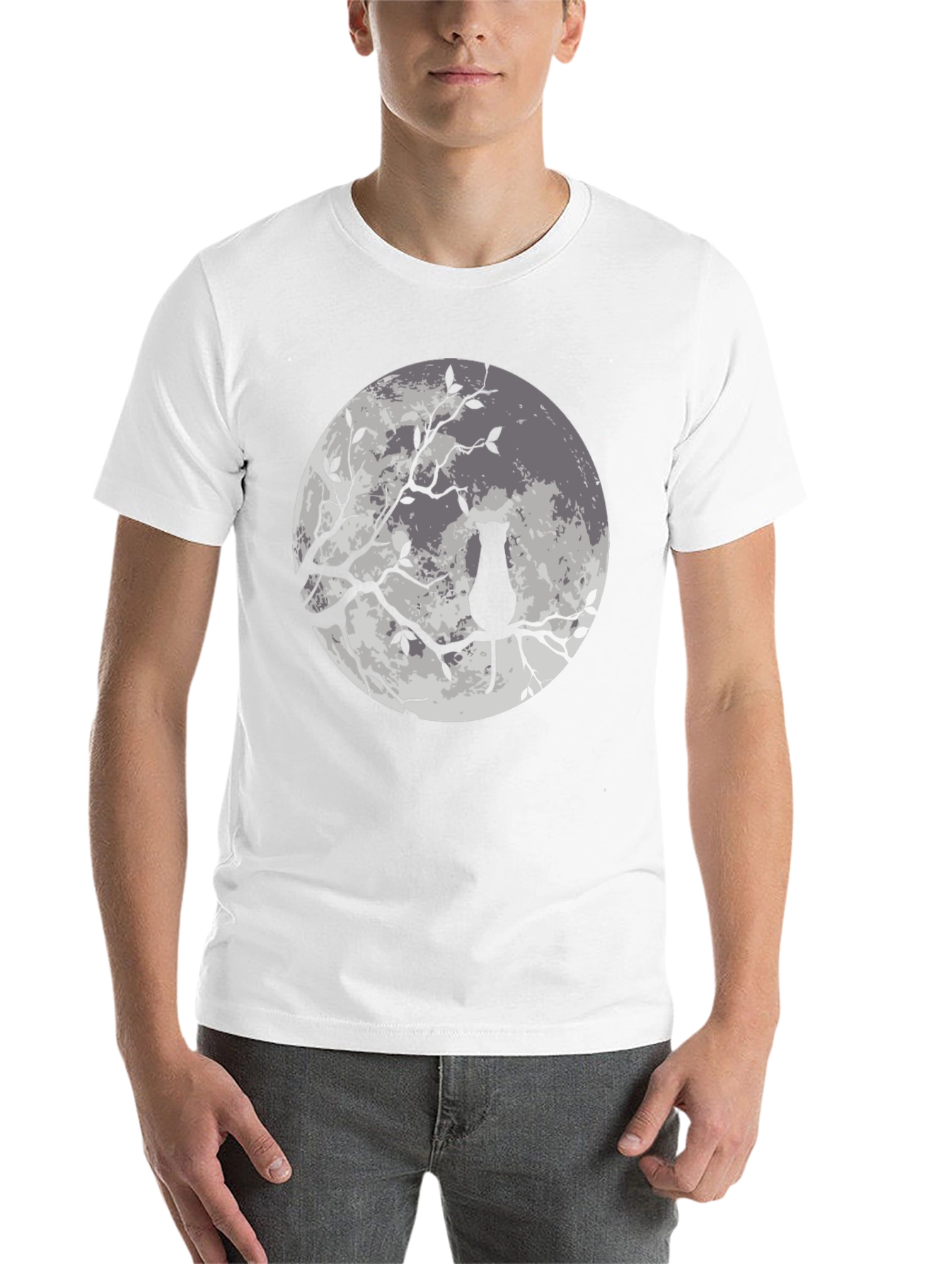 Black Moon Cat Graphic Tee - Stylish Black T-Shirt view 14