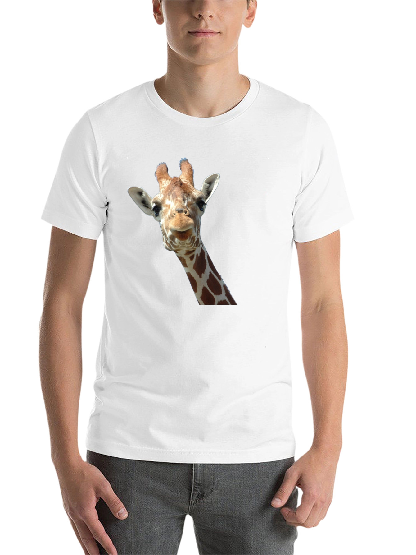 Black Giraffe Head Graphic Print Black T-Shirt view 14