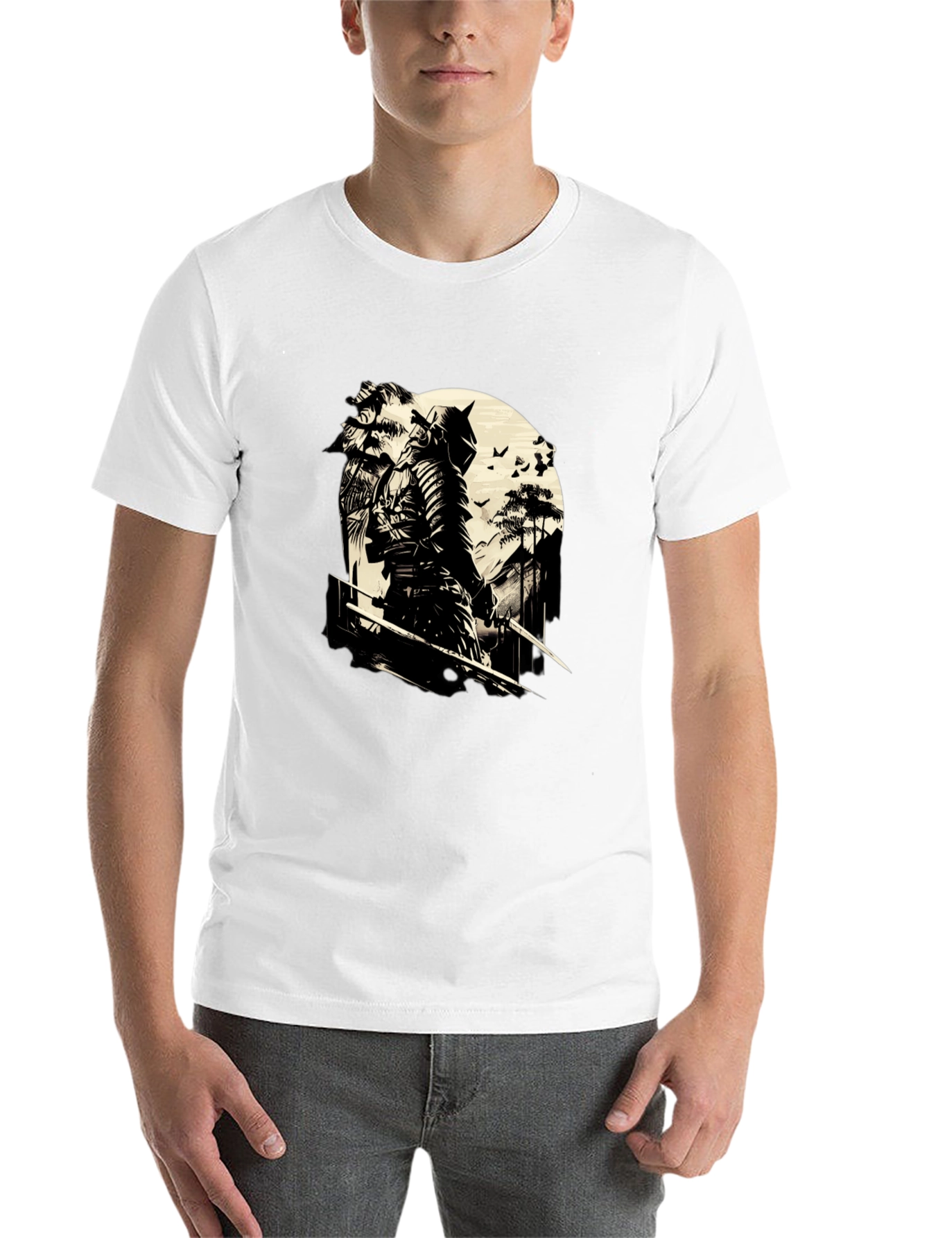 Black Samurai Graphic Print Black T-Shirt view 14
