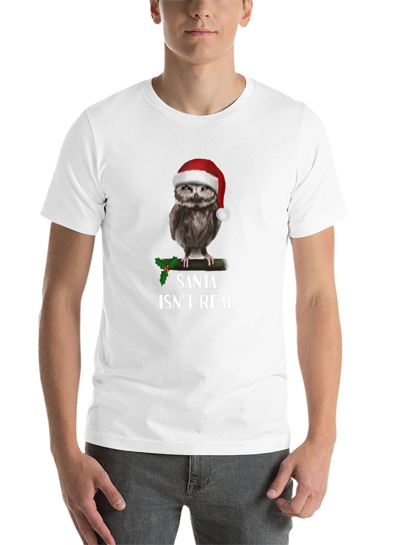 Black Santa Isn't Real Owl Christmas T-Shirt view 14