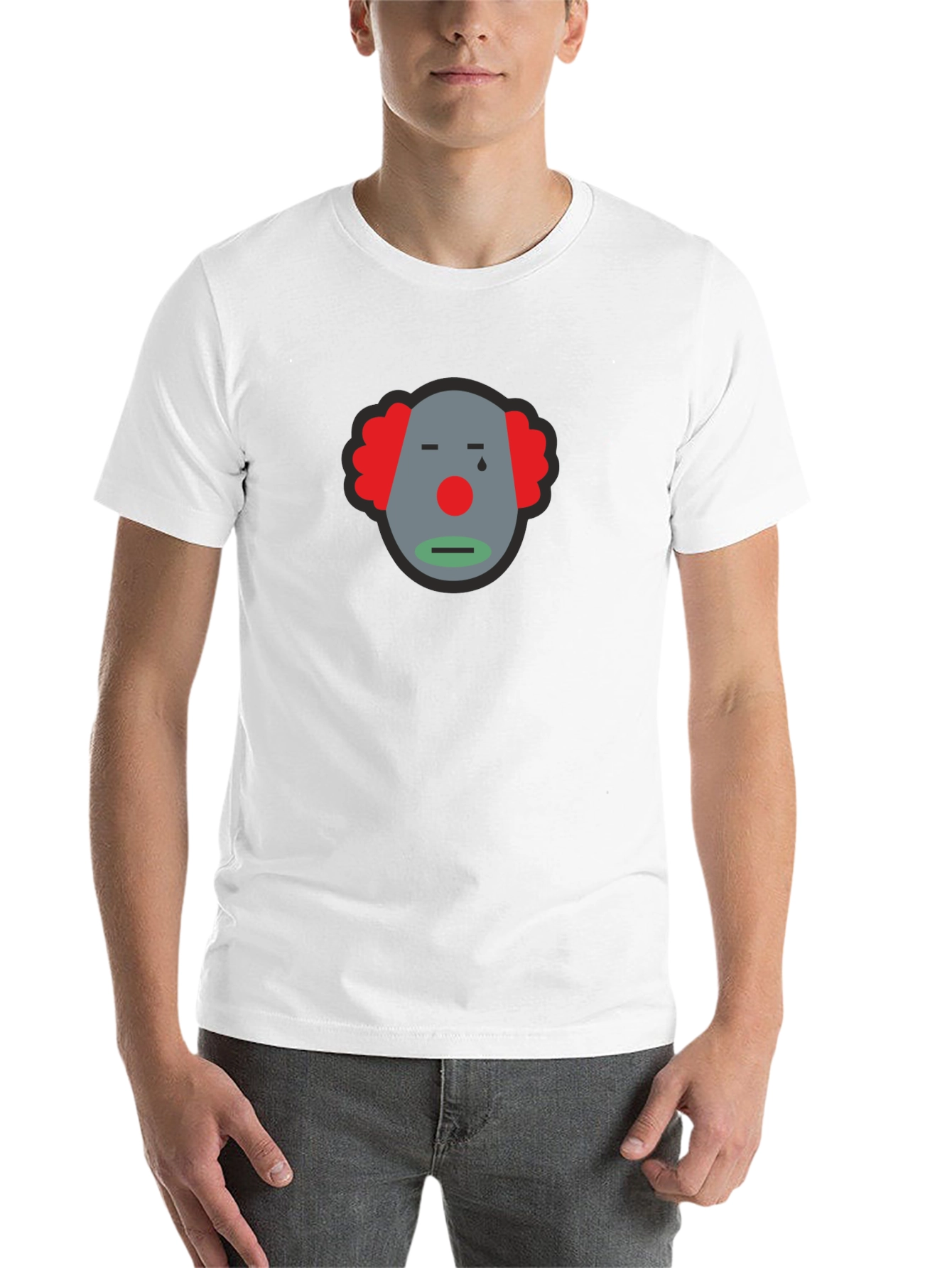 Sad Clown Graphic Tee - Unisex Black Cotton T-Shirt - 14